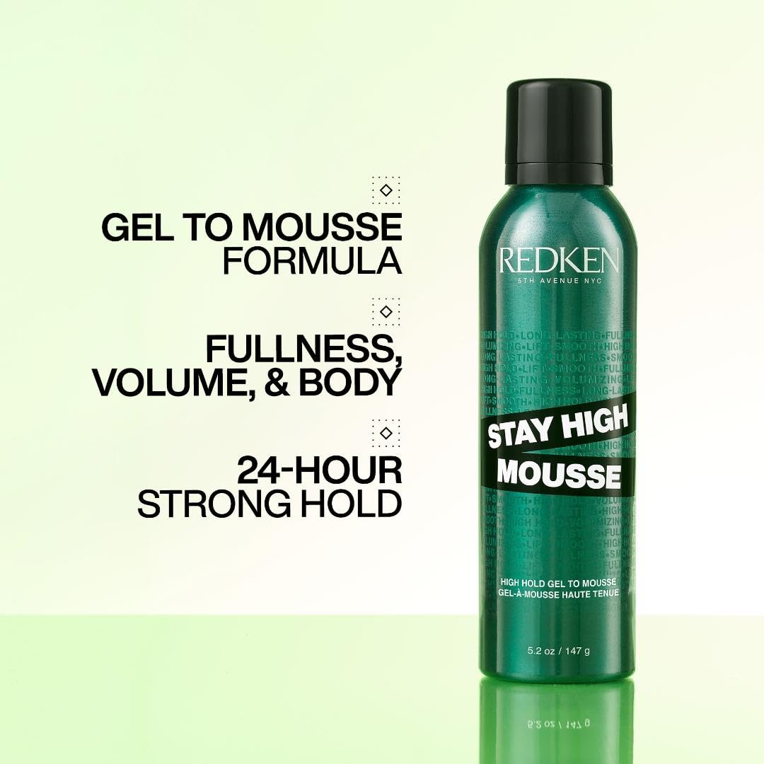 Seashell Redken Stay High Volumizing Mousse For Fine Hair - High Hold Gel to Mousse, Strong Hold for 24 Hours