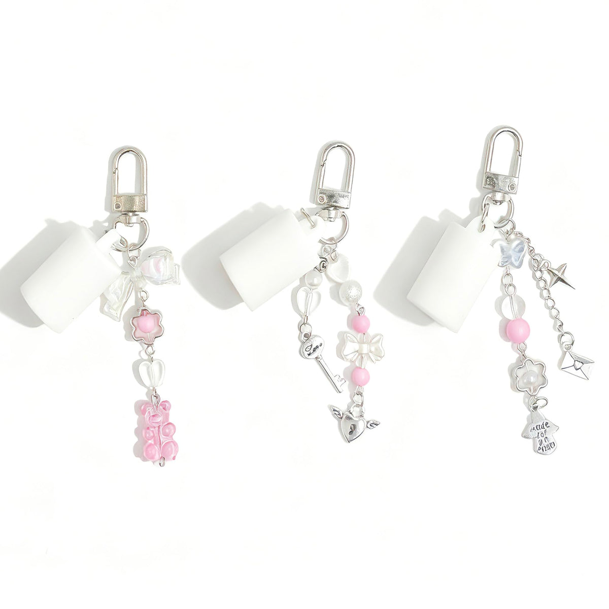 White Smoke Lip Balm Holder Cap Keychains for Lipstick, Lip Gloss - Compatible with Summer Fridays & LANEIGE（No Lip Balm）