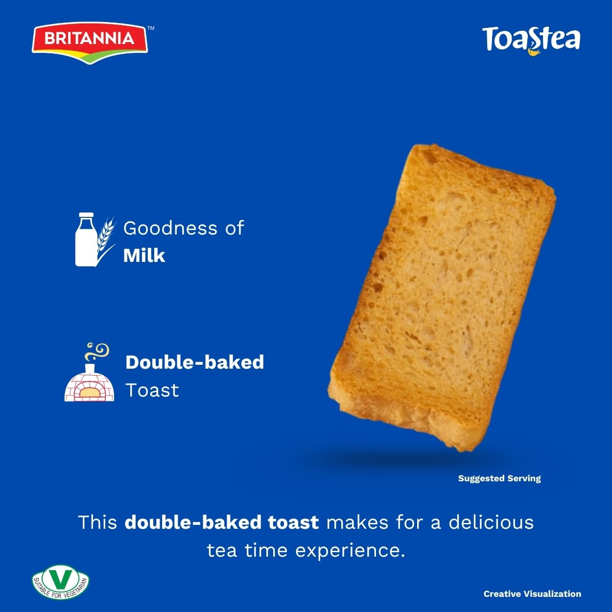 Dark Slate Blue BRITANNIA Toastea Milk Rusk 19.75oz (560g) - Biscotte Au Lait - Crispy, Crunchy Tea Moments - Breakfast & Tea Time Snacks (Pack of 1)