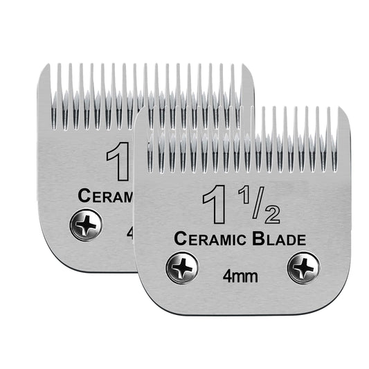Gray 2 Packs Professional Detachable Replacement Ceramic Blades Size 1-1/2,Cut Length 5/32-Inch 4mm,compatible with Andis AGC,BDC,BGC,MBG Series/oster Classic 76/Star-Teq/Power-Teq/A5 Clipper