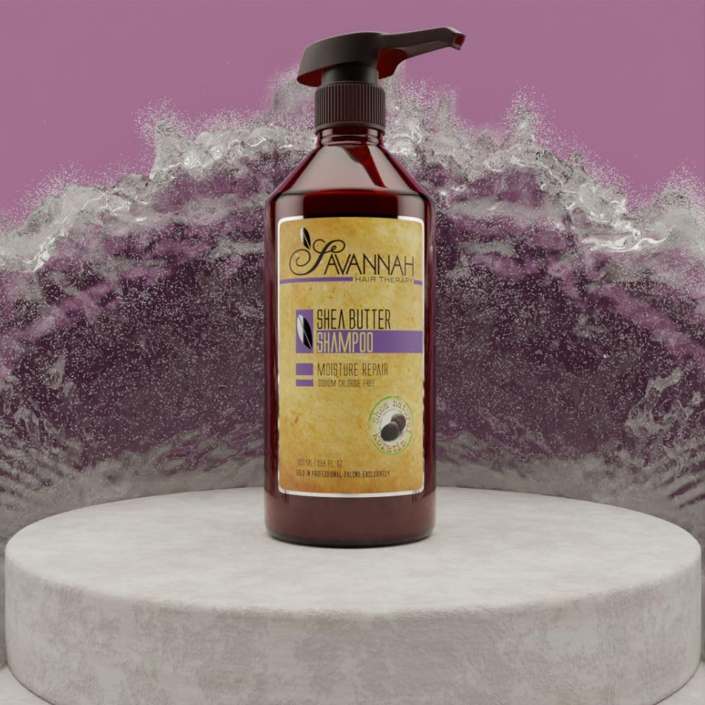 Rosy Brown Savannah Hair Therapy Shampoo with Shea Butter & Keratin – Moisturizing, Sulfate-Free Cleanser for Dry, Damaged or Color-Treated Hair – Professional Salon Formula 500 ml (16.9 oz)