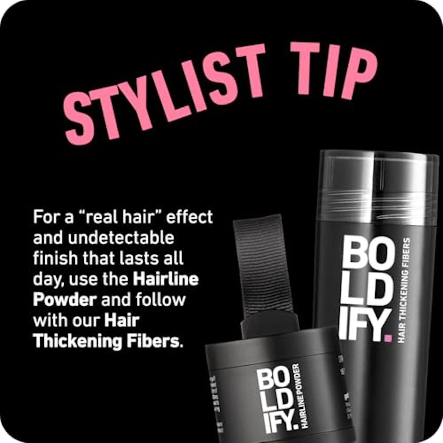 Black BOLDIFY Hairline Powder - Water-Resistant Root Touch Up Hair Color for Gray Coverage - 24-Hour Stain-Proof, Mess-Free Hair Powder for Thinning Hair - Ash Brown