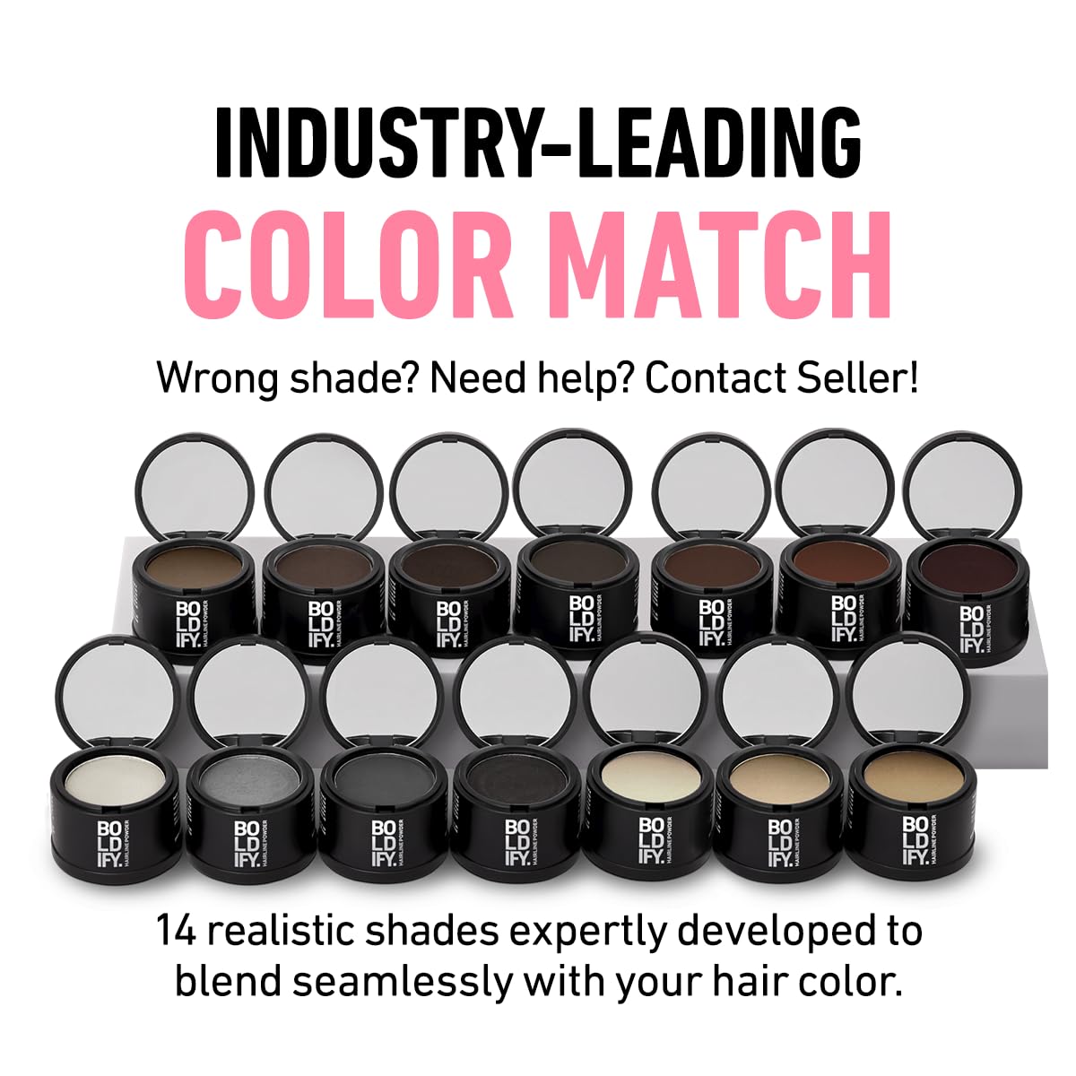 White Smoke BOLDIFY Hairline Powder - Water-Resistant Root Touch Up Hair Color for Gray Coverage - 24-Hour Stain-Proof, Mess-Free Hair Powder for Thinning Hair - Black