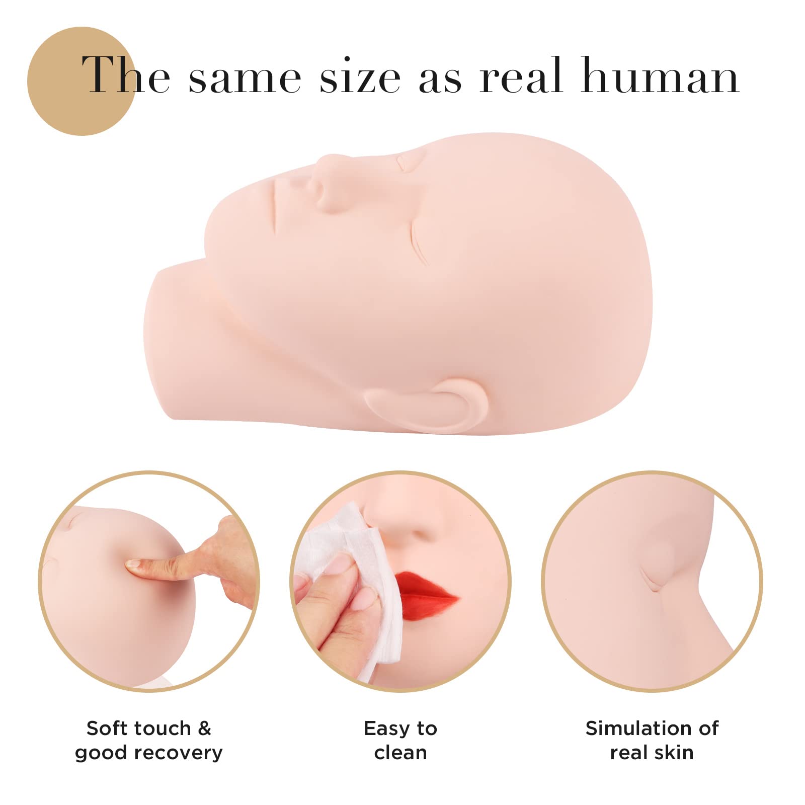 White Smoke LASHVIEW Lash Mannequin Head, Practice Training Head for Make Up and Lash Extention,Cosmetology Face Head,Soft-Touch Rubber,Easy to Clean by Skincare Essential Oil.
