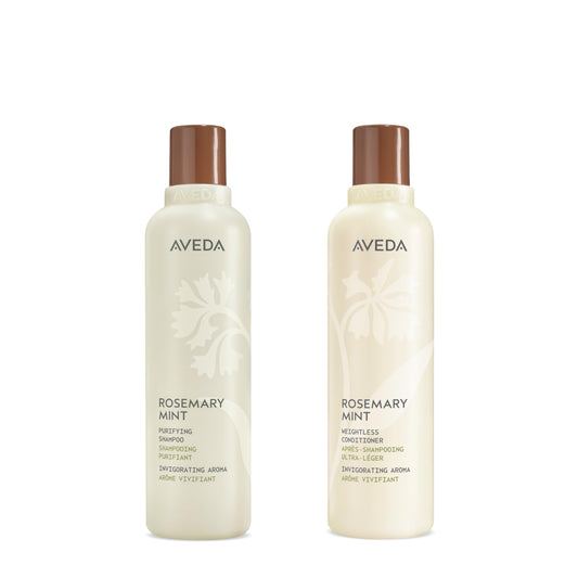 White Smoke Aveda Rosemary Mint Purifying Shampoo & Conditioner Gift Set | Clarifying Shampoo and Lightweight Conditioner Set for Normal to Oily Hair | Fine to Medium Hair Types | Includes 2 Full Size Products