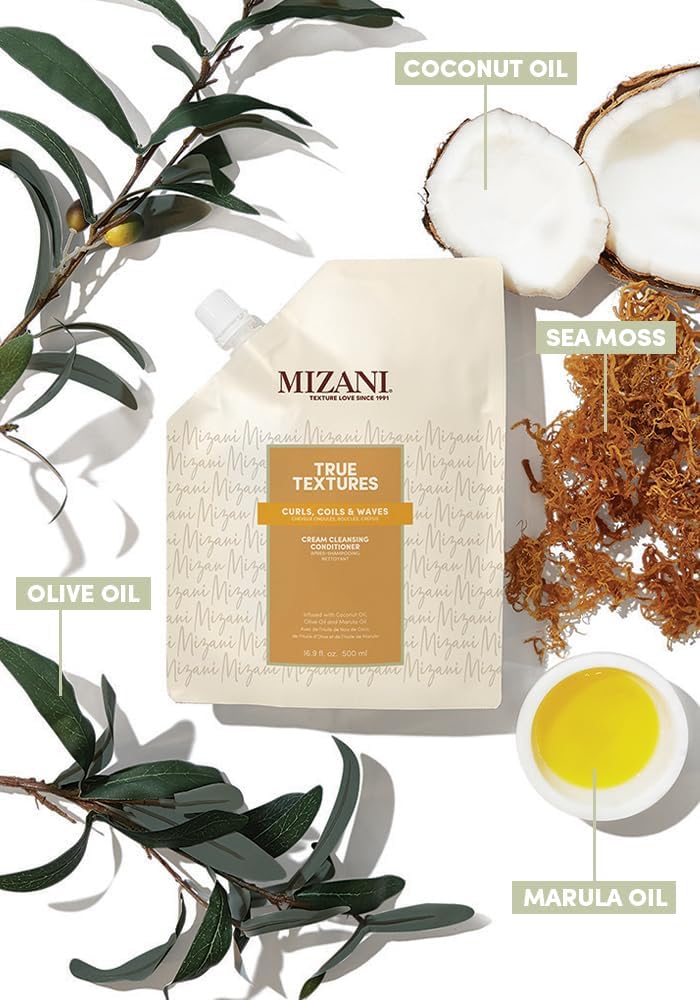White Smoke Mizani True Textures Cream Cleansing Conditioner – For Curly Hair, 16.9 oz