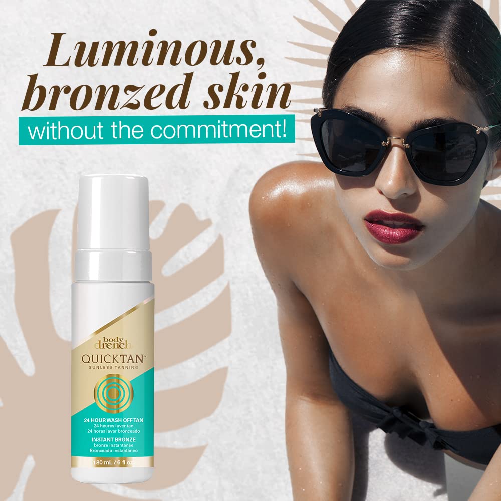 Lavender Body Drench Quick Tan Instant Wash-Off Self Tanner – 24-Hour Sunless Self Tanning Lotion for Face & Body, Natural-Looking Bronze Glow, Fake Tan 6 fl oz