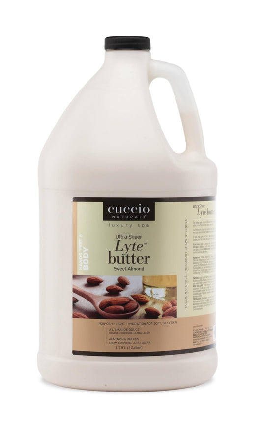 White Smoke Cuccio Naturale Lyte Ultra Sheer Body Butter – Sweet Almond, 1 Gallon (128 oz) – Lightweight 24-Hour Moisturizer for Dry Skin, with Vitamin E & Fatty Acids, Fast-Absorbing & Non-Greasy Formula
