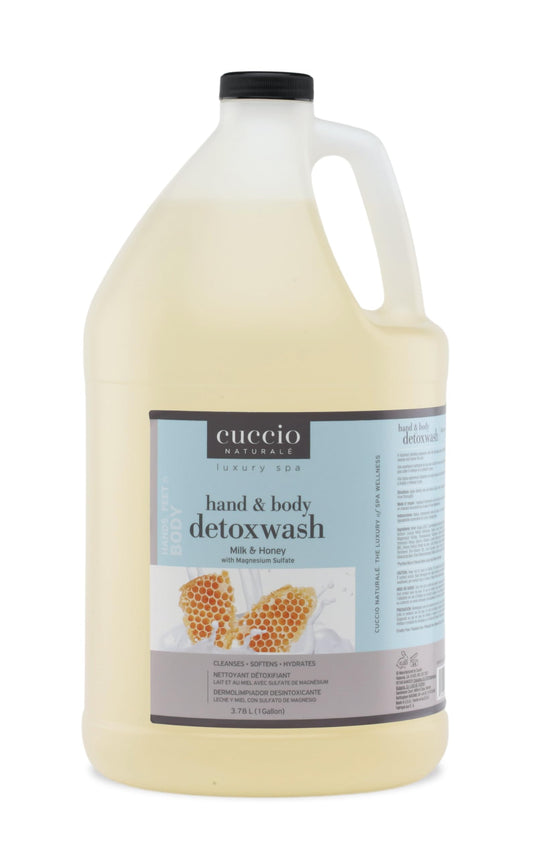 White Smoke Cuccio Naturale Milk & Honey Hand & Body Detox Wash – 1 Gallon (128 oz) Spa Size Professional Cleanser, Soothing & Hydrating Formula with Magnesium Sulfate, pH-Balanced Moisturizing Body Wash