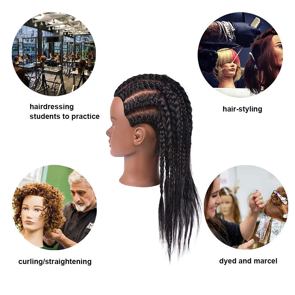 White Smoke 16 Inch 100% Real Hair Mannequin Head Training Head Manikin Cosmetology Doll Head for Hairdresser Practice Braiding Hair Styling with Clamp stand