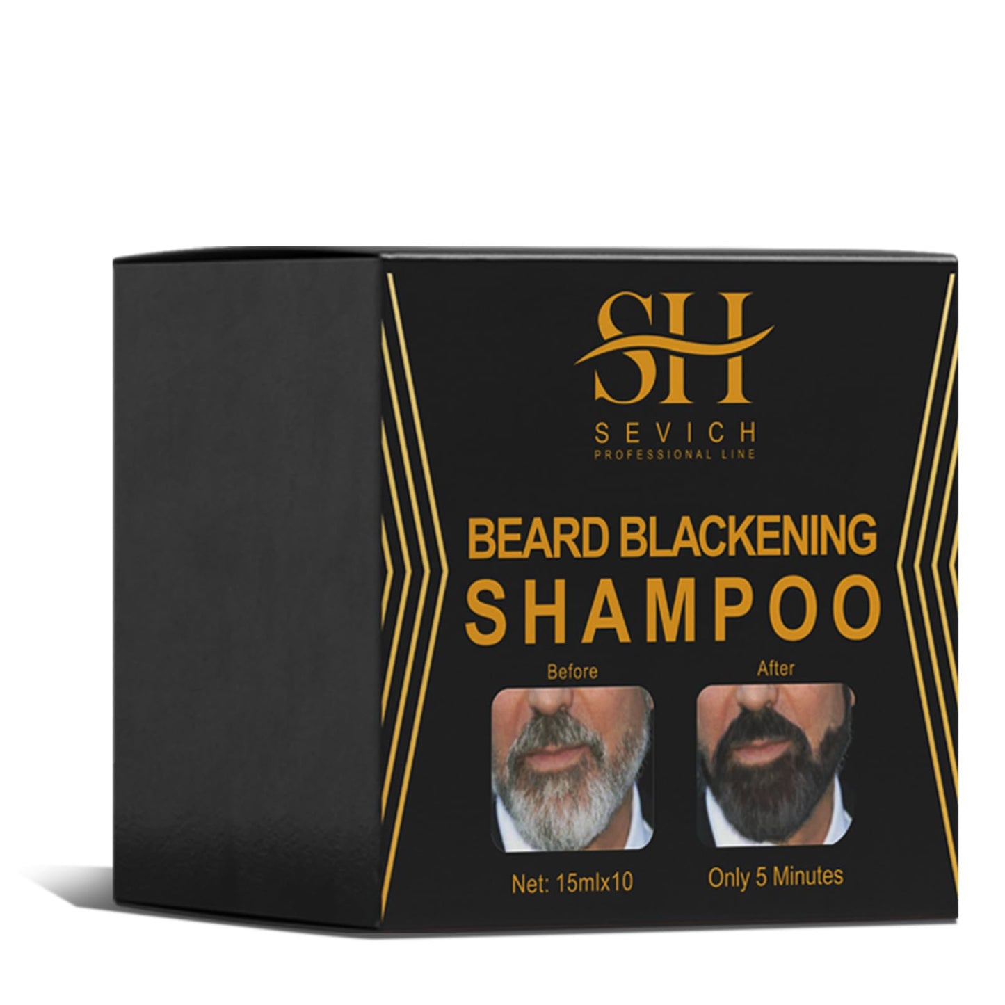Dark Slate Gray SEVICH Beard Blackening Shampoo for Men - Instant Natural Black Color, Anti-Hair Loss Formula, 10x15ml Travel-Friendly Packets | Safe & Gentle Beard Dye with Nourishing Care