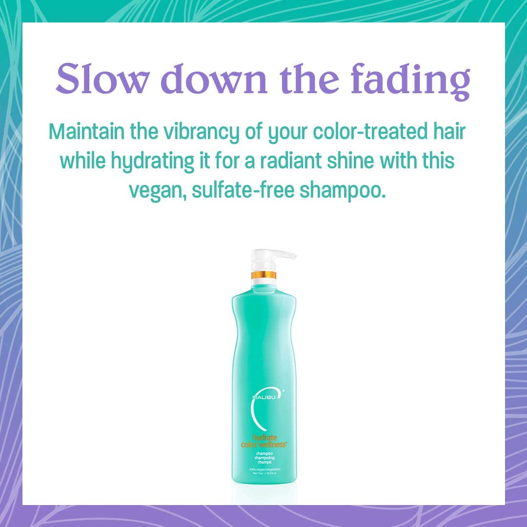 White Smoke Malibu C Hydrate Color Wellness Duo - Hydrating Shampoo and Conditioner Set for Color-Treated Hair - Extends Color Vibrancy and Longevity - Vegan & Sulfate-Free Hair Care