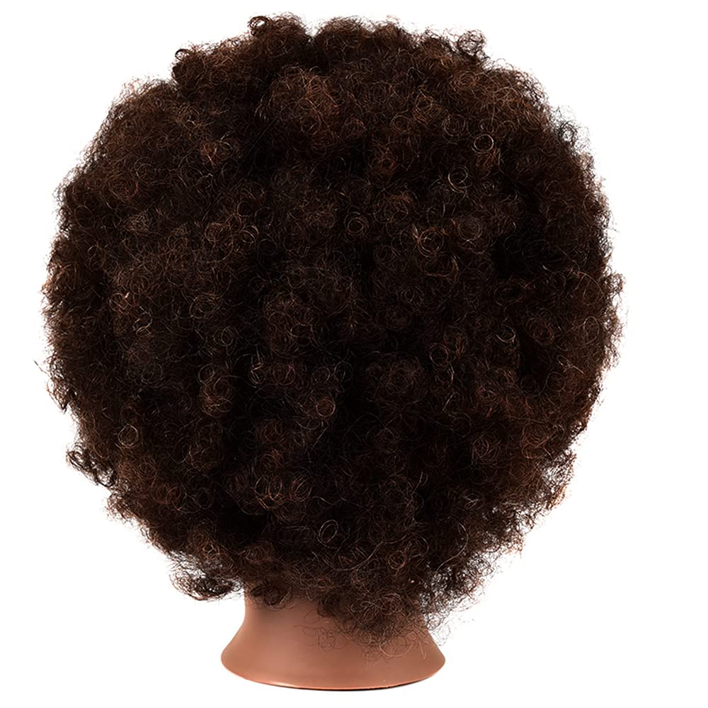 Black African Mannequin Head with 100% Human Hair Mannequin Head Curly Cosmetology Manican Mannequins Heads with Stand for Display Practice Braiding Styling Training Head Hair Styling