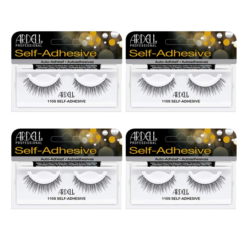 White Smoke Ardell Self Adhesive Eyelashes 110S – Pre Glued Eyelashes No Glue Needed, Natural Looking Strip, 4 Pack