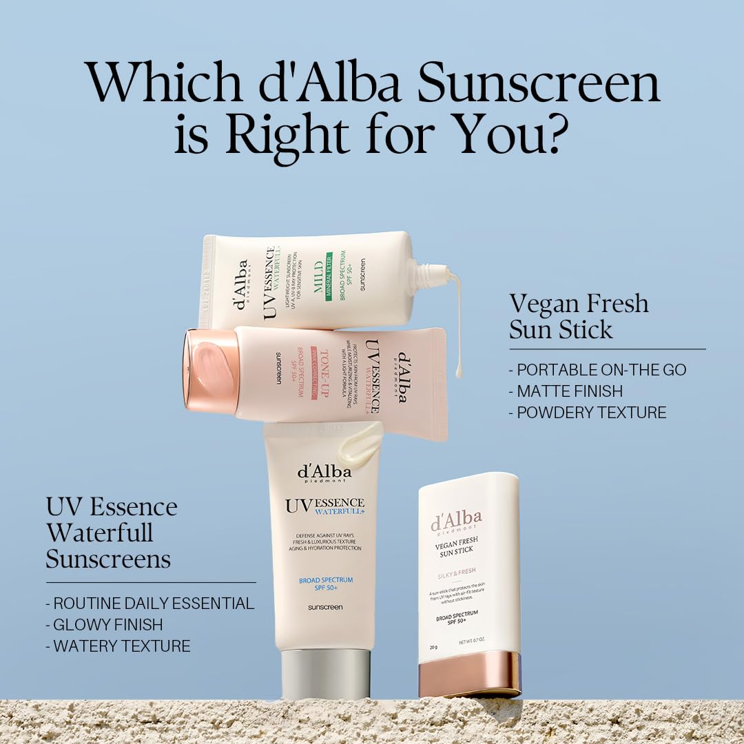 Light Steel Blue d'alba Piedmont Air Fit Fresh Sun Stick, OTC BROAD SPECTRUM SPF 50+, Non-Sticky On-the-Go Sun Protection, Outdoor Essential Vegan Sun Stick, Silky & Fresh, Korean Skin Care (0.7 Oz.)
