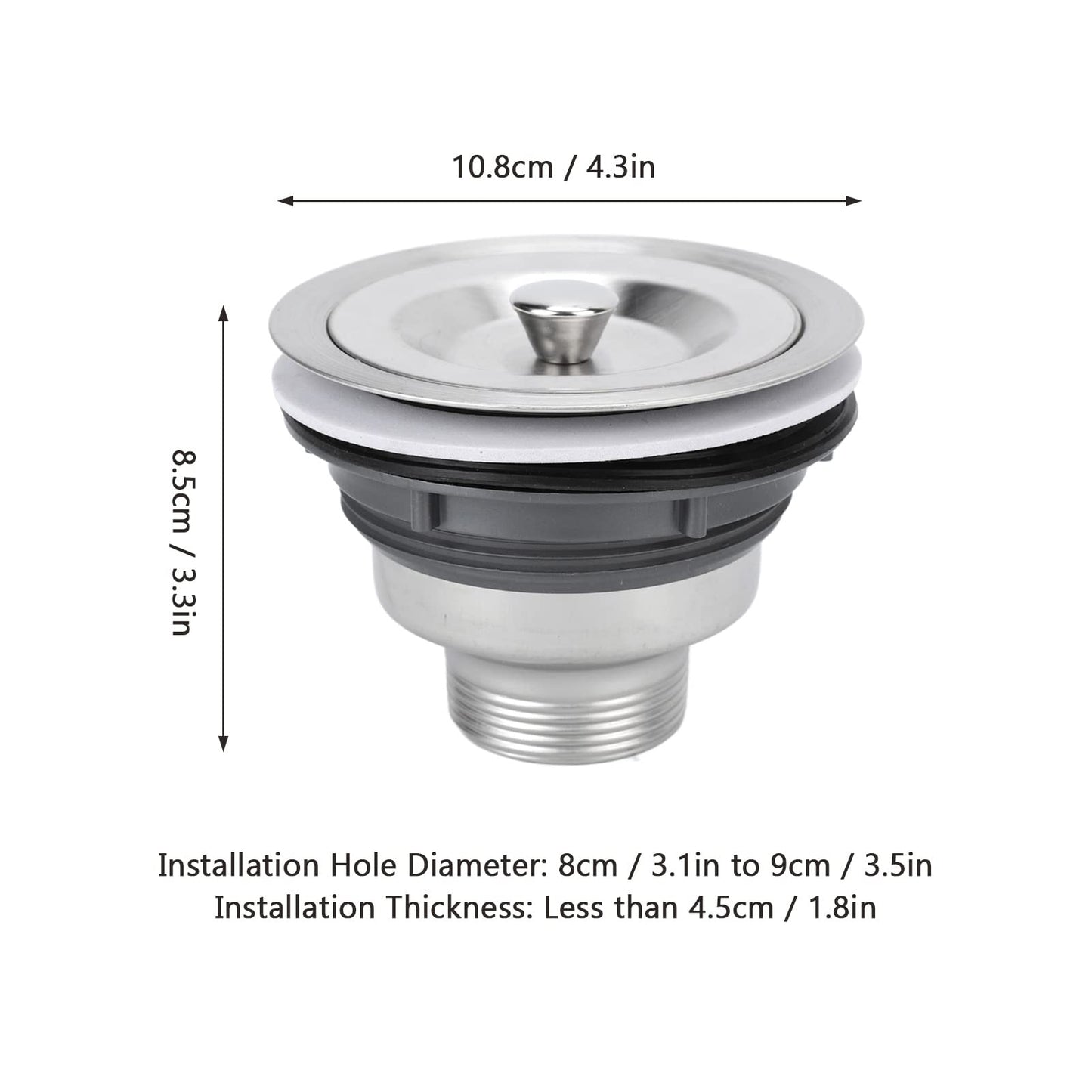 White Smoke Drain Plug Stainless Steel Sink Plug, Hair Salon Shampoo Basin Drain Plug, Sink Plug with Hair Catcher Accessories for Shampoo Bed