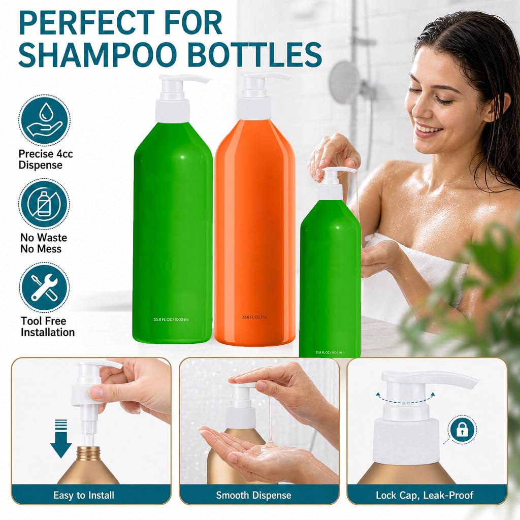 White Smoke 2 Pack Pump Compatible with Matrix Shampoo and Conditioner 1 L/ 33.8 Fl Oz Bottle, Liter Pump for Matrix Food for Soft Pumps Purple Bottles Pump Dispenser