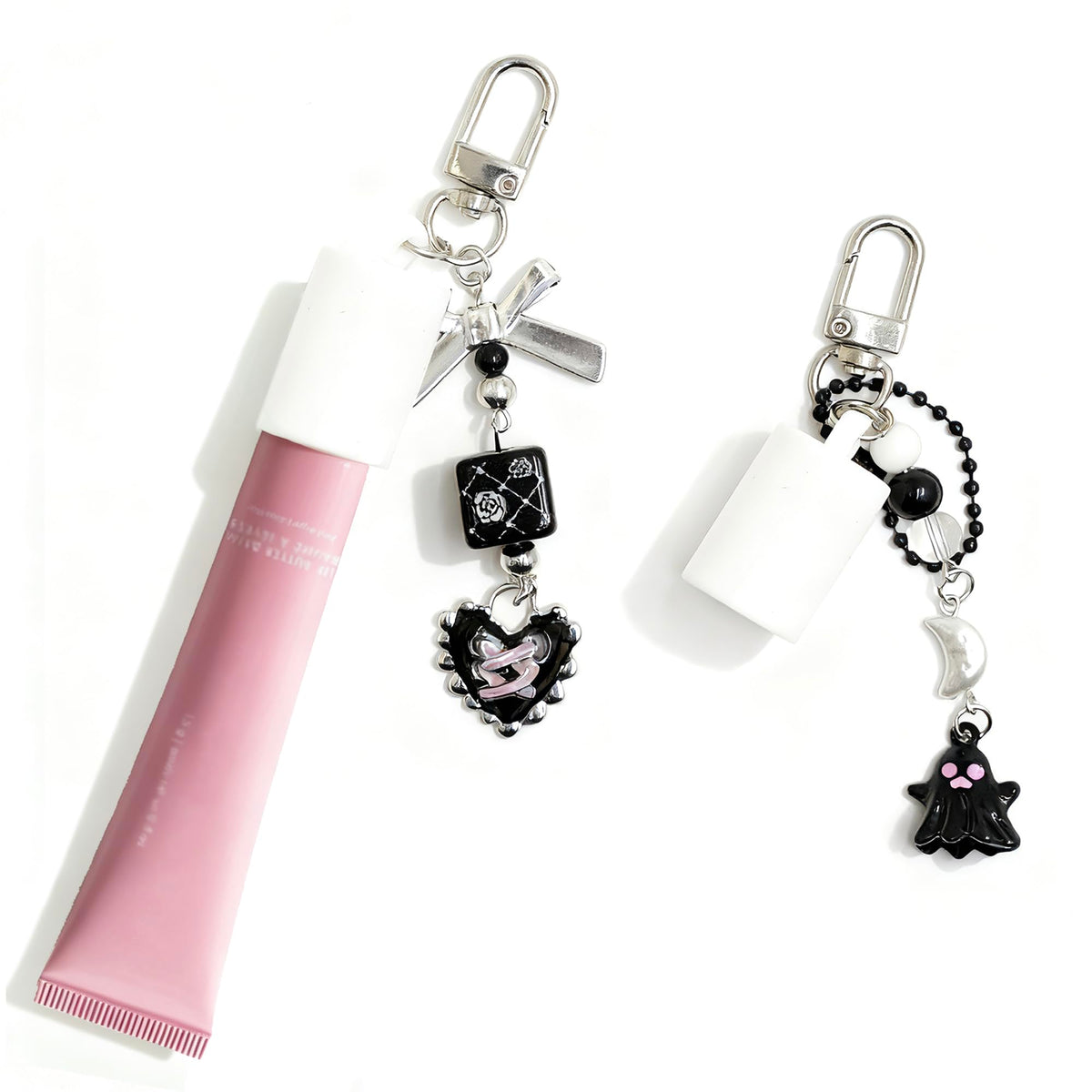 White Smoke Lip Balm Holder Cap Keychains for Lipstick, Lip Gloss - Compatible with Summer Fridays & LANEIGE（No Lip Balm）