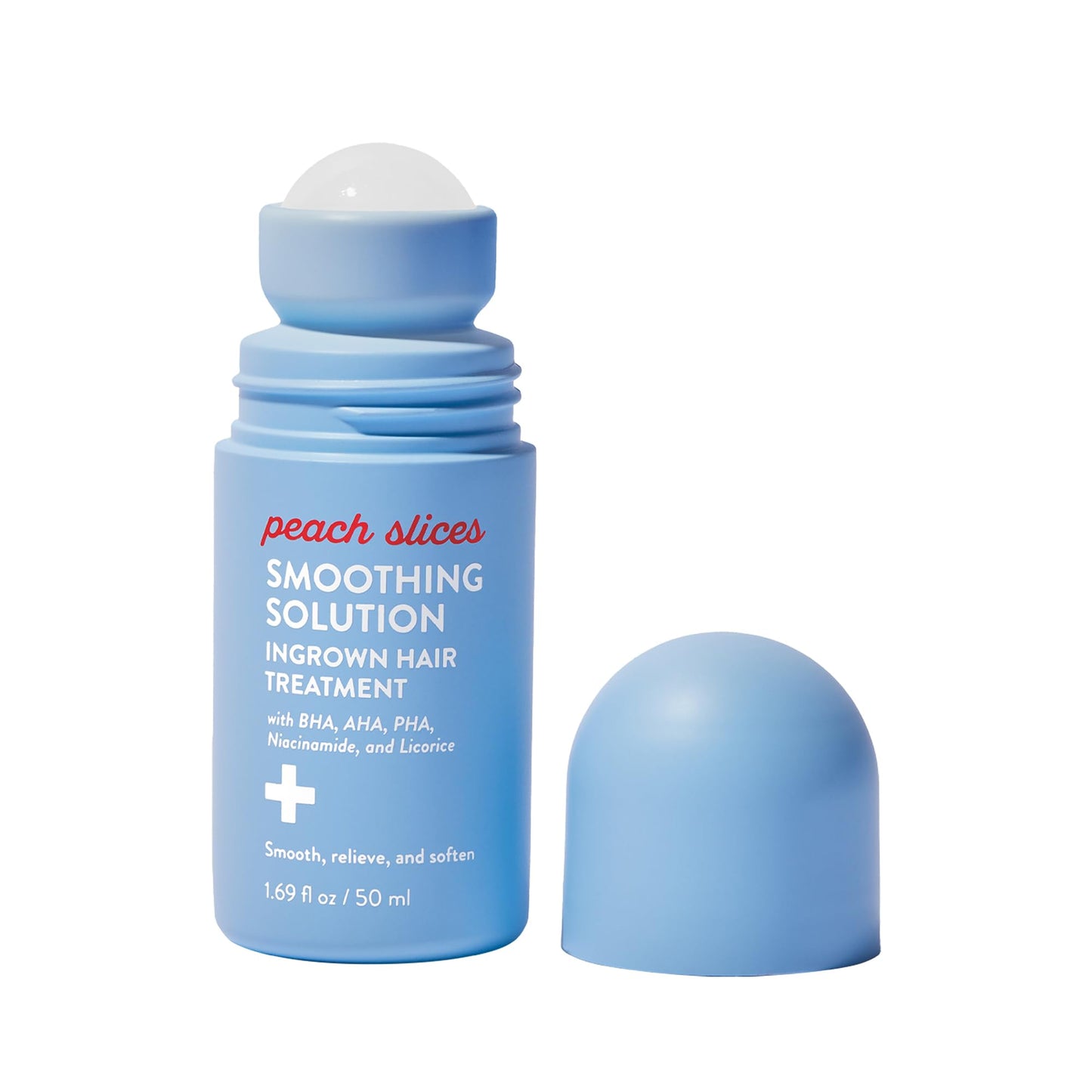 White Smoke Peach Slices - Smoothing Solution Ingrown Hair Treatment (1.69 oz) - Smooth, Relieve, Soften Skin - 360 Roller - BHA, AHA, PHA, Niacinamide, Licorice - Vegan & Cruelty Free - Korean Skin Care & Beauty