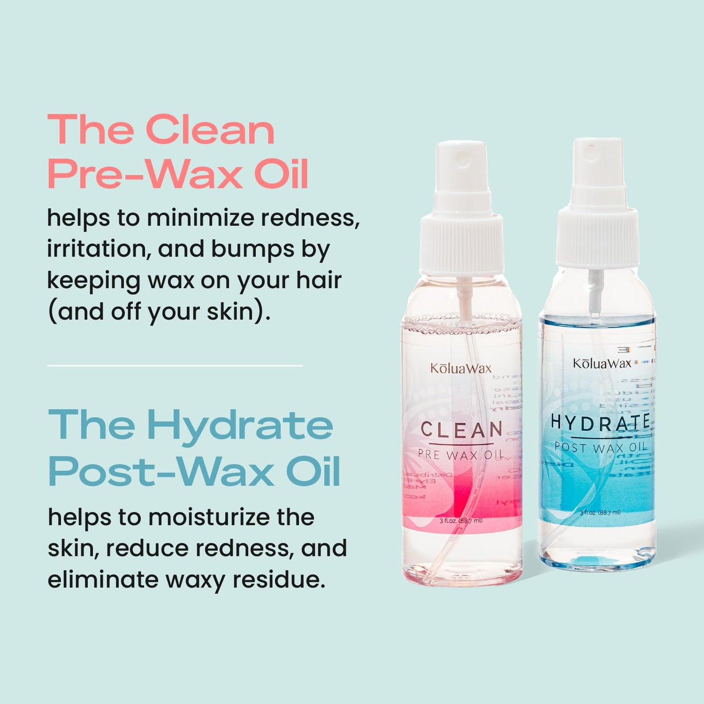Lavender Clean & Hydrate At Home Waxing Kit Oils – Pre Wax Cleanser Preps & Protects Skin – Post Body & Facial Wax Oil Soothes, Reduces Redness, Removes Residue – Make Hair Removal Easy by KoluaWax, 3 Oz. Each