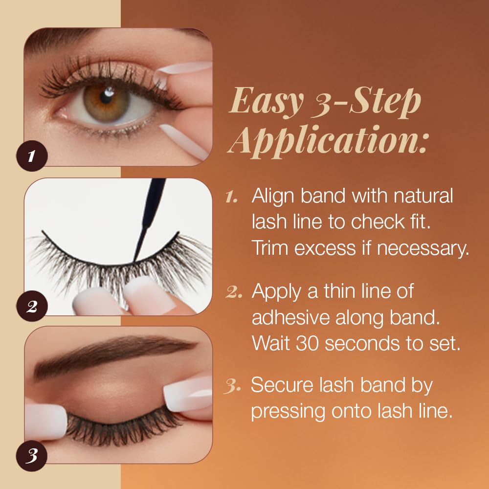 Sienna Ardell Balayage Wispies False Eyelashes - Chestnut, Ultra Thin Band, Natural Wispy Lashes, 4 Pack