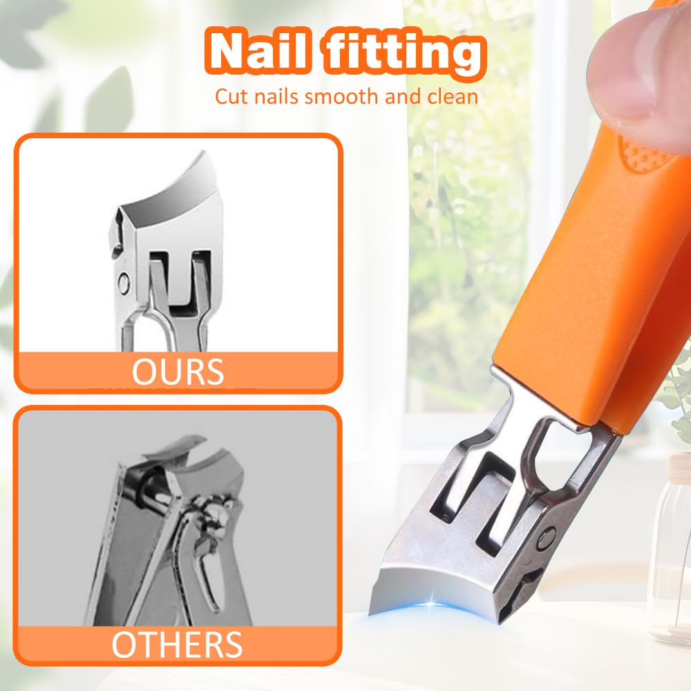 White Smoke Wide Jaw Opening Anti-Splash Slanted Nail Clipper, Fingernail and Toenail Clippers Clippers for Ingrown Nails, Curved Toenail Clippers for Thick Nails, Household Slanted Nail Clippers (Black)