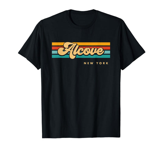 White Smoke Vintage Sunset Stripes Alcove, New York T-Shirt