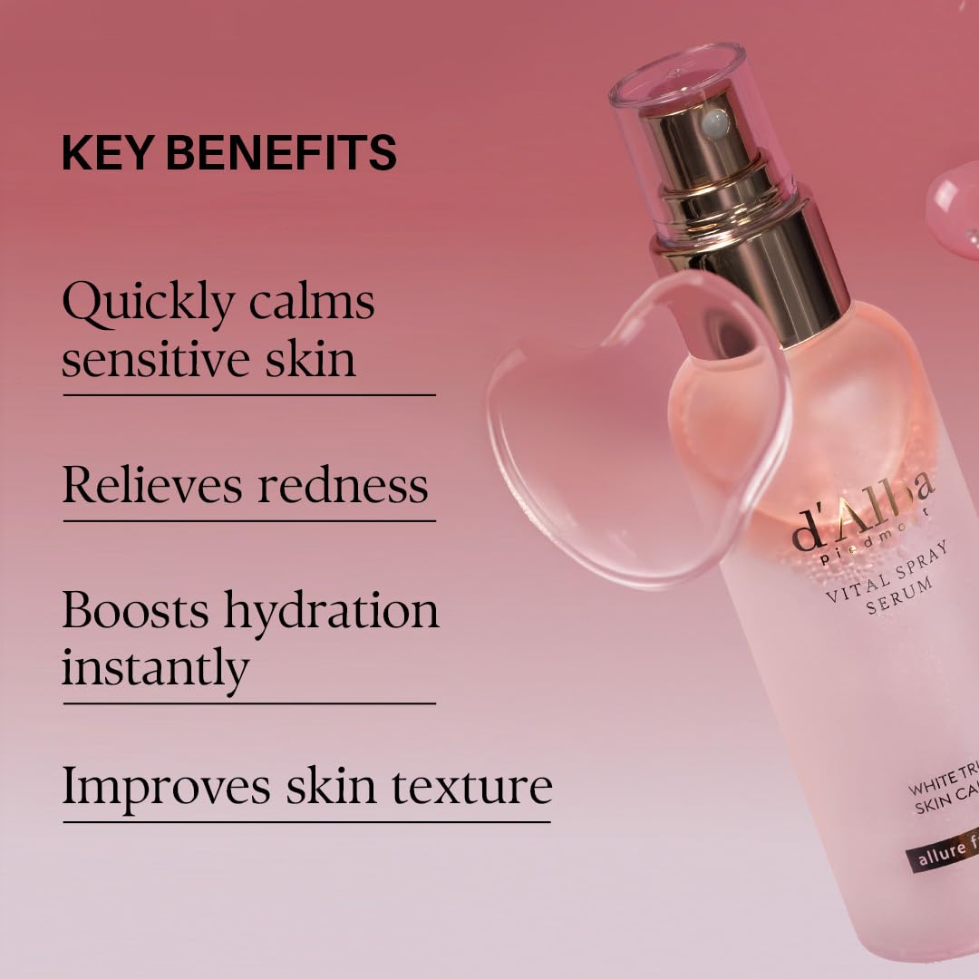 Thistle d'alba Piedmont White Truffle Vital Spray Serum, Vegan Skin Care, Calming and Hydrating Facial Mist for Red and Sensitive Skin, Glow Serum, Surfactant Free, Korean Skin Care (3.38 fl oz.)