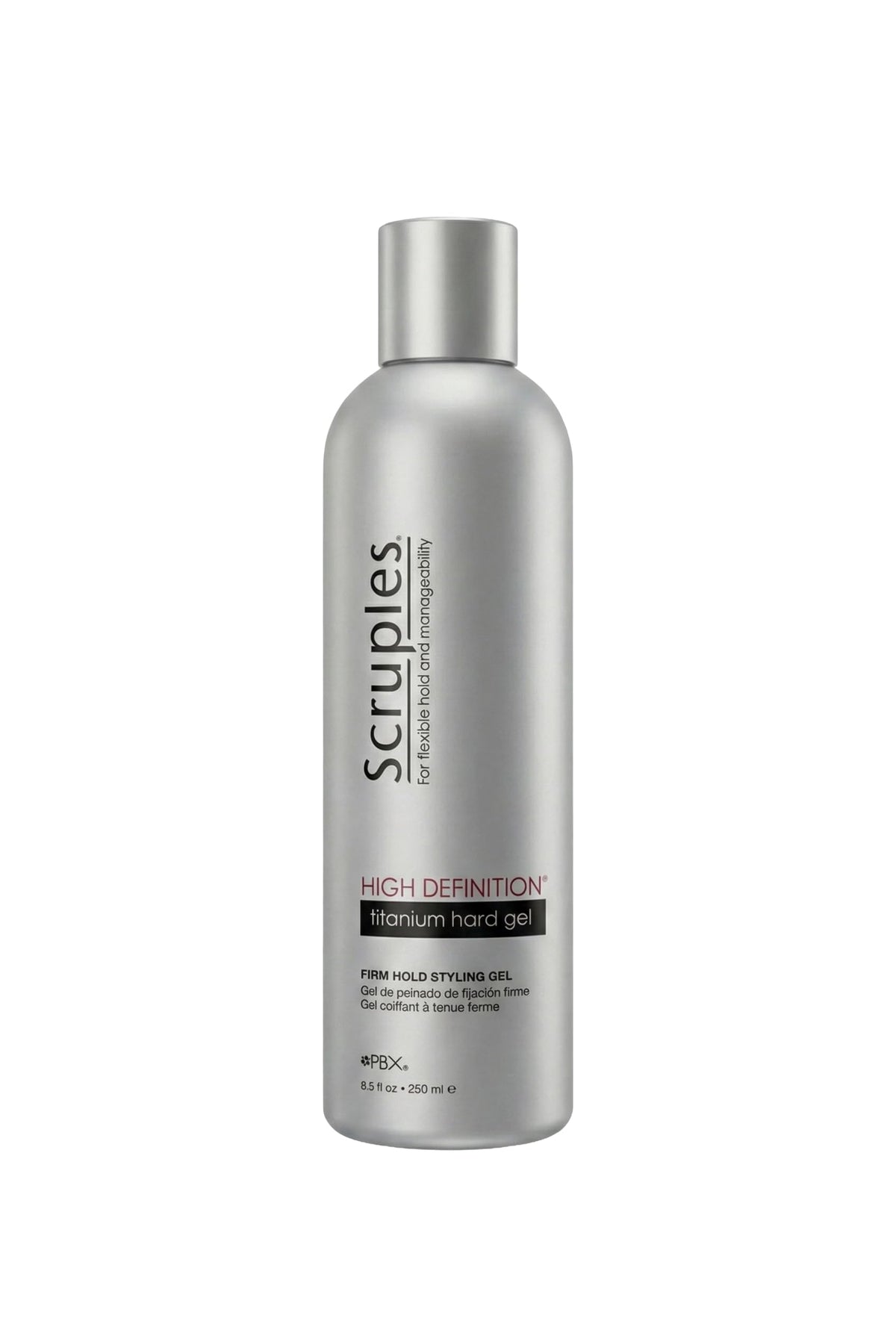 Dark Gray Scruples 8.5oz High Definition Titanium Hard Gel, Achieve Long-Lasting Styles Easily, Maximum Control with Superior Hold, Salon-Worthy Finish