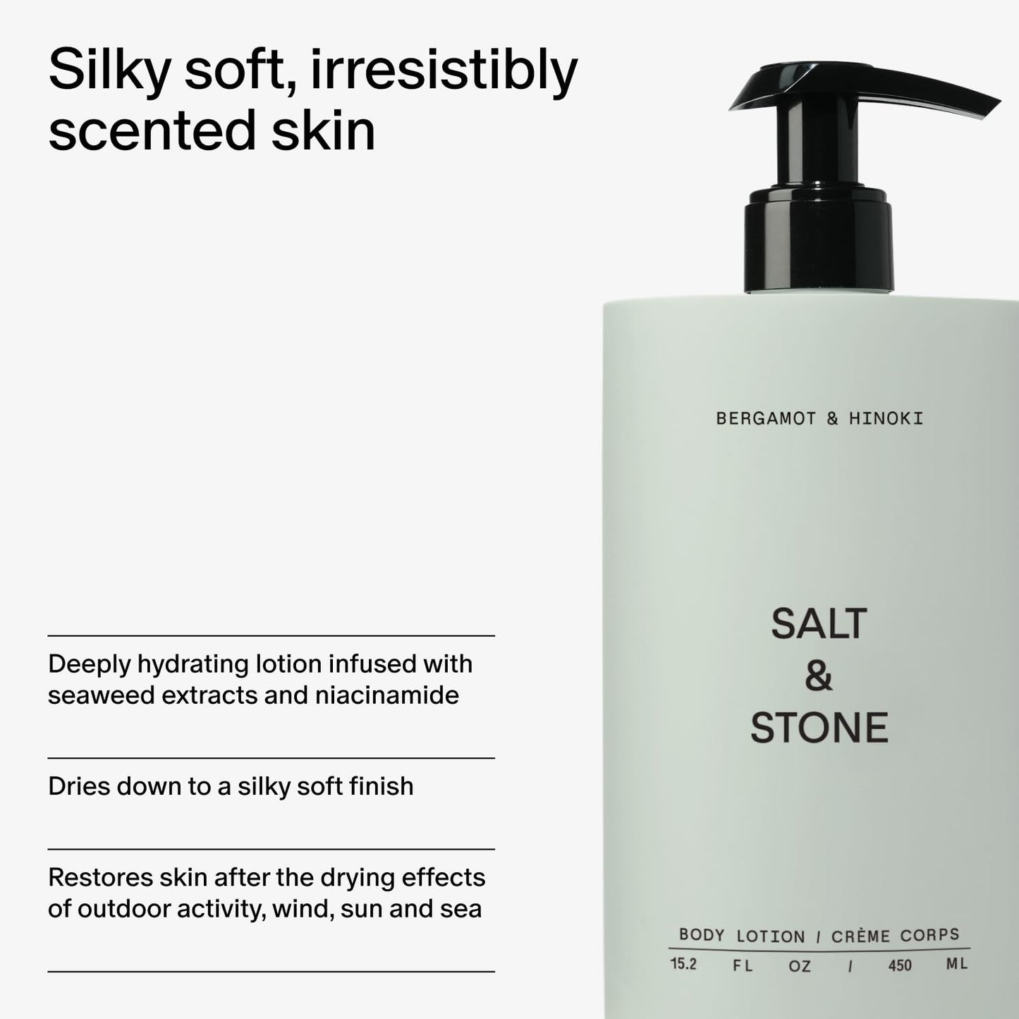 White Smoke Salt & Stone Body Lotion for Women & Men | Bergamot & Hinoki | Hydrates, Nourishes & Softens Skin | Restores Dry Skin | Fast-Absorbing | Cruelty-Free & Vegan | 15.2 fl oz