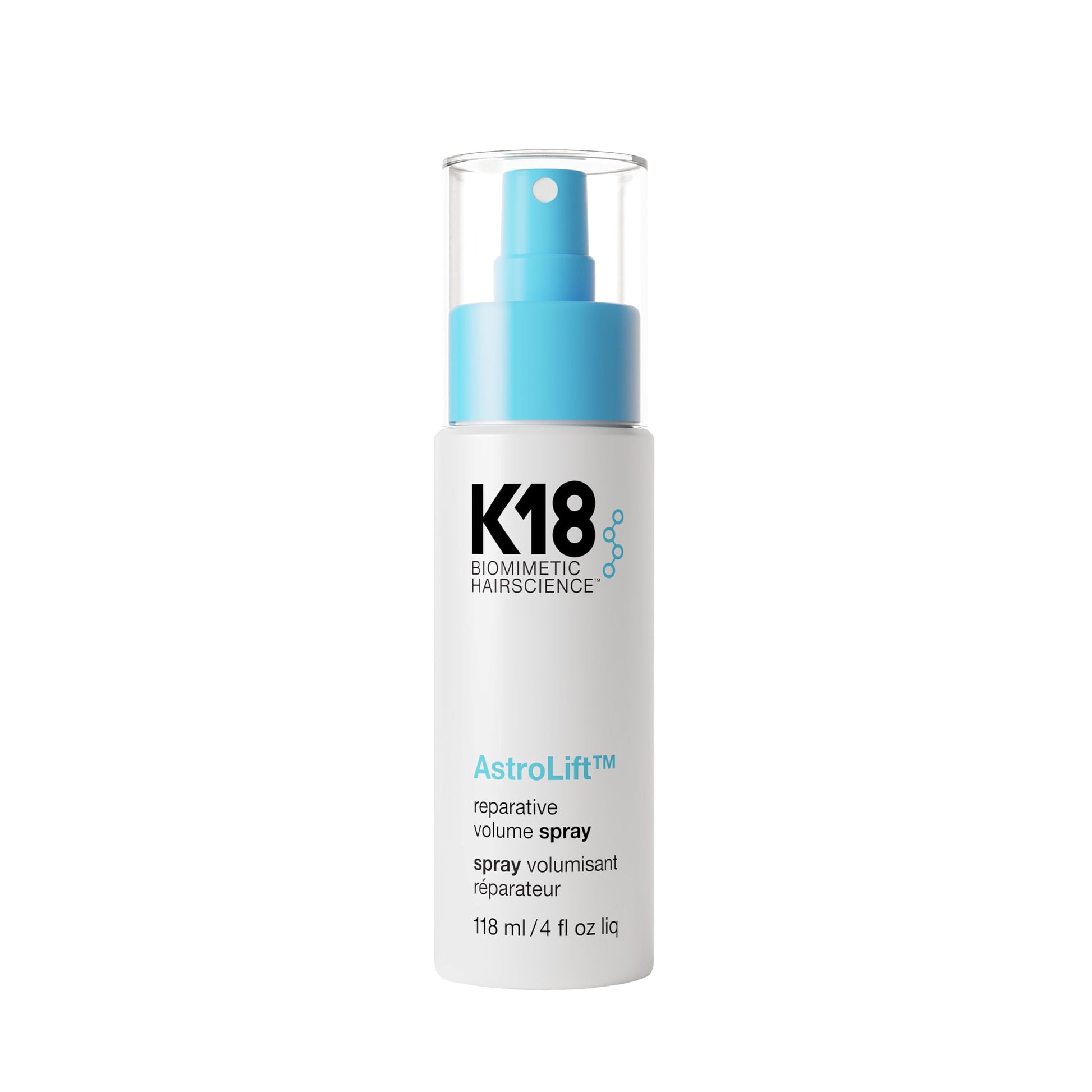 Gray K18 AstroLift™ Reparative Volume Spray, 2-Day Hair Thickening + Hold For Thin, Fine, Fragile Hair, Non-Sticky, Non-Crunchy, Humidity-Resistant Volumizing Spray, 4 Fl Oz