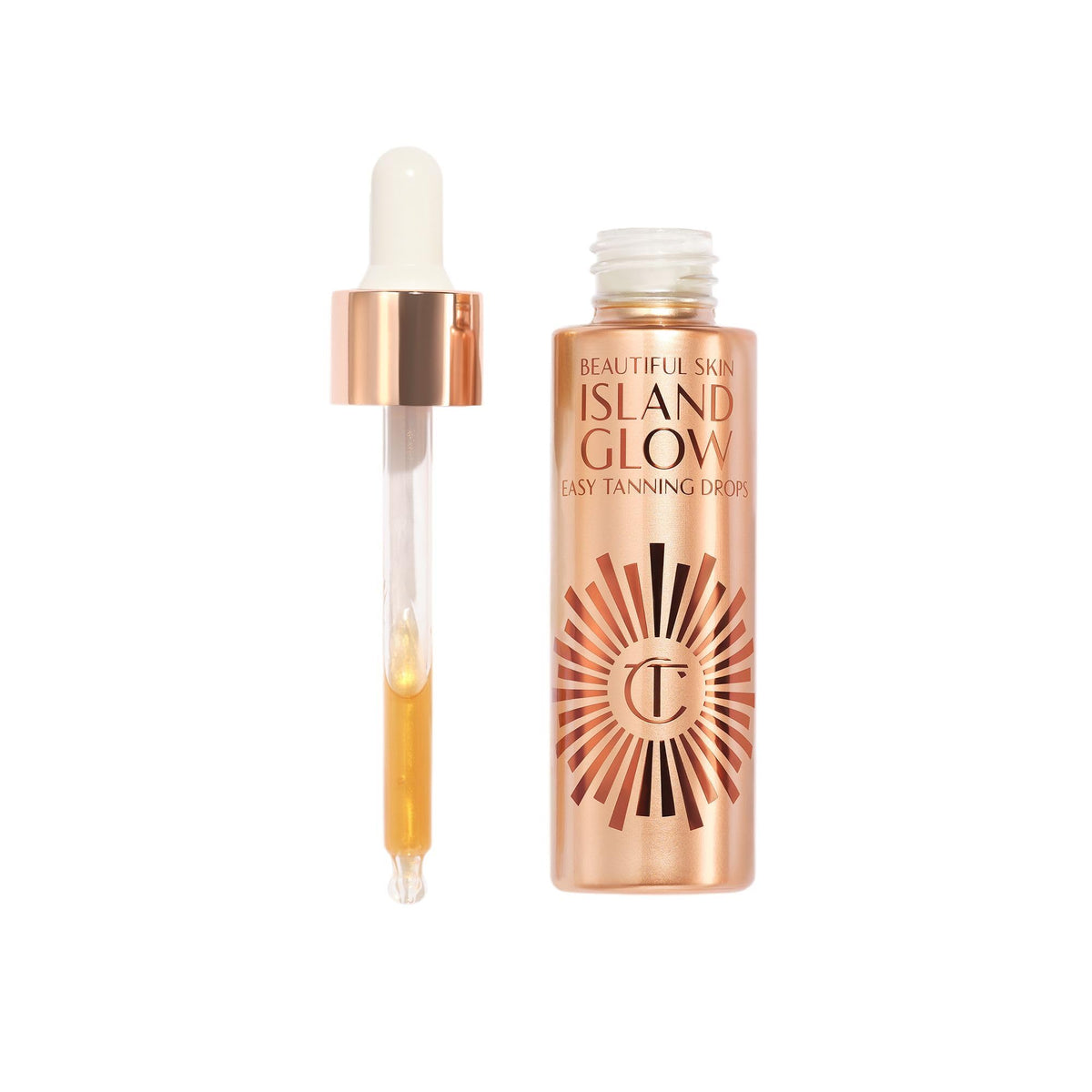 White Smoke Charlotte Tilbury Beautiful Skin Tanning Drops - Body & Face Bronzing Drops Enriched with Hyaluronic Acid for Long-Lasting Hydration - Leaves Skin with a Natural, Radiant Glow