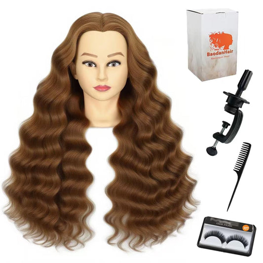 White Smoke Mannequin Head Human Hair for Hairstyling - perming, heat styling, washing, Heat Resistant Doll Head for Cosmetology Students, Professionals & Practice Exams (Blond 27#)
