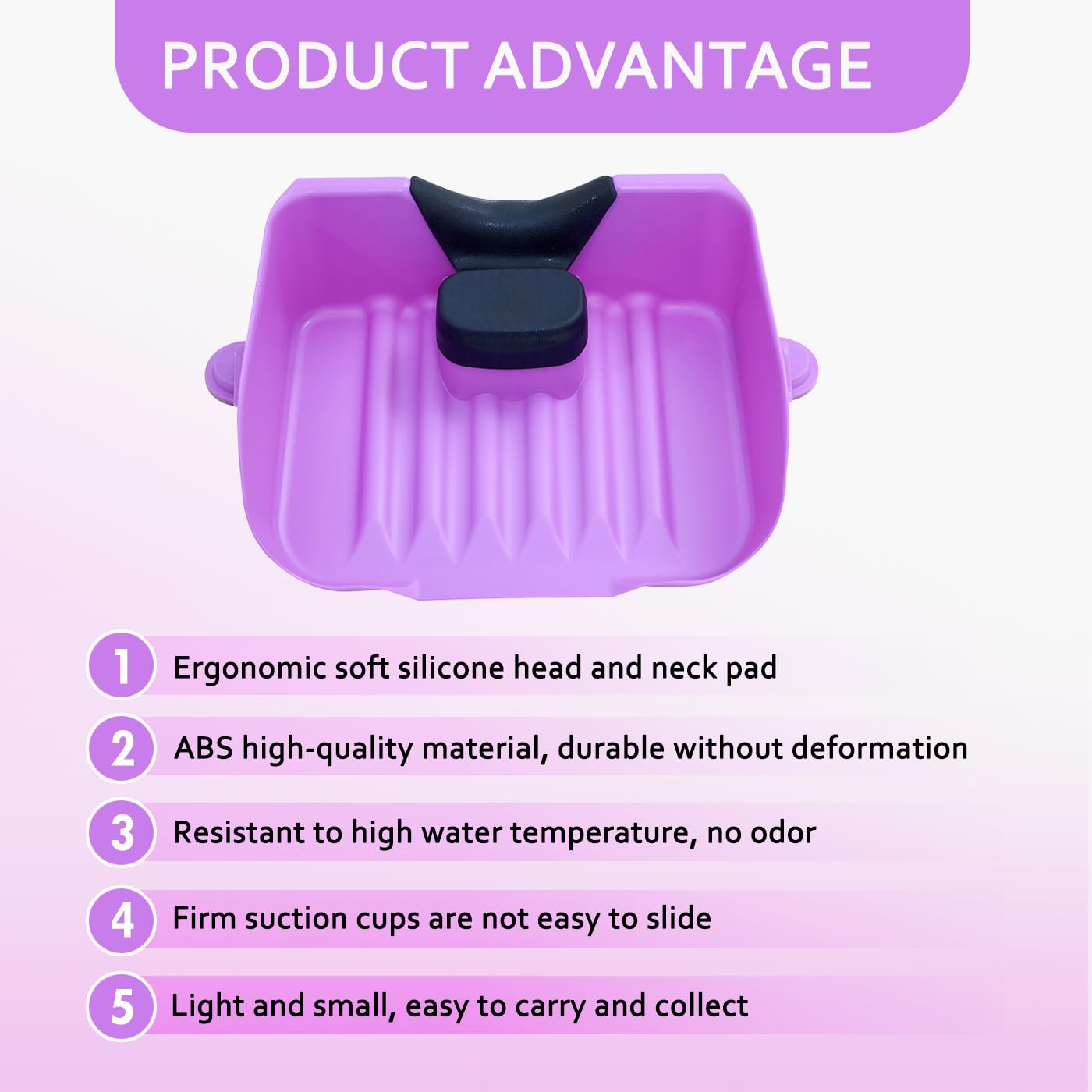 White Smoke Portable Shampoo Basin for Kids, Baby, Children,Tear Free Hair Washing Basin Tray at Home (Purple)