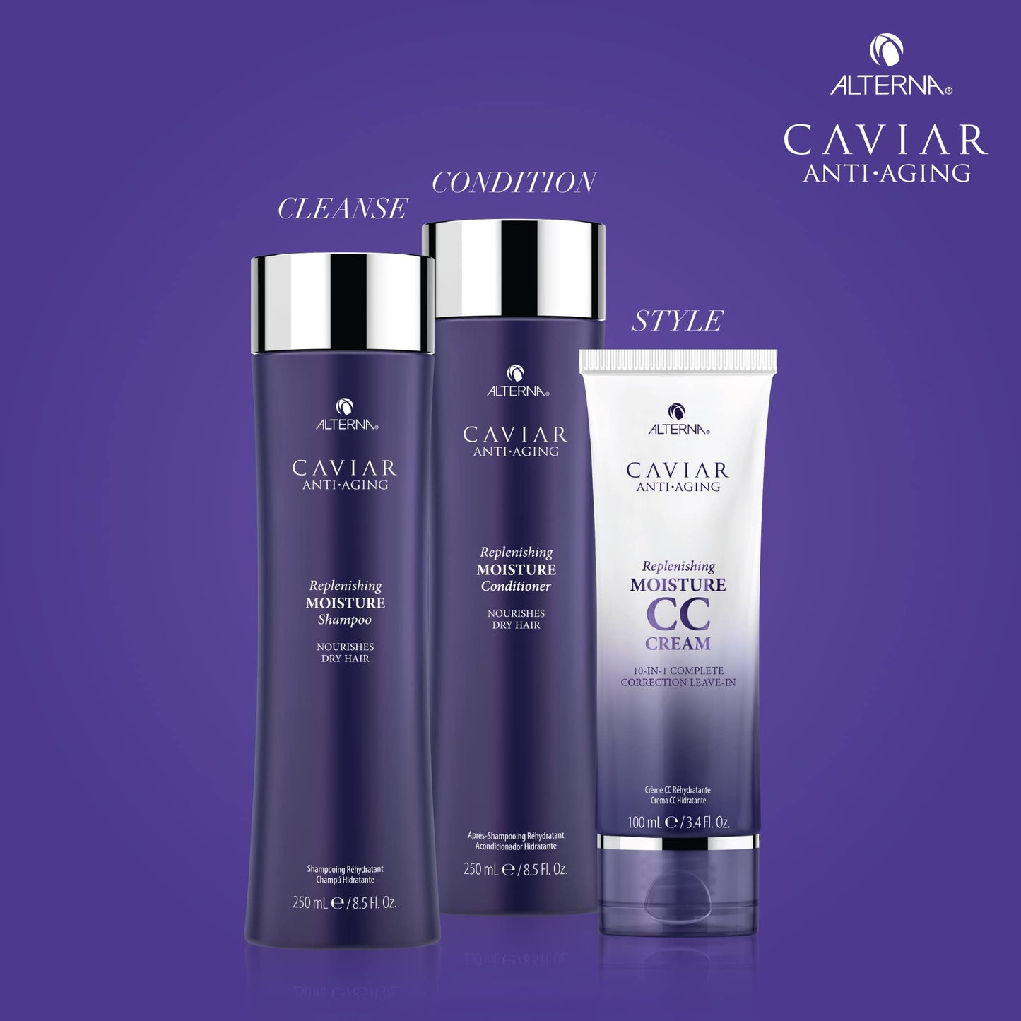 Dark Slate Blue ALTERNA CAVIAR Anti Aging Replenishing Moisture Shampoo, 33.8 Ounce (Packaging May Vary)