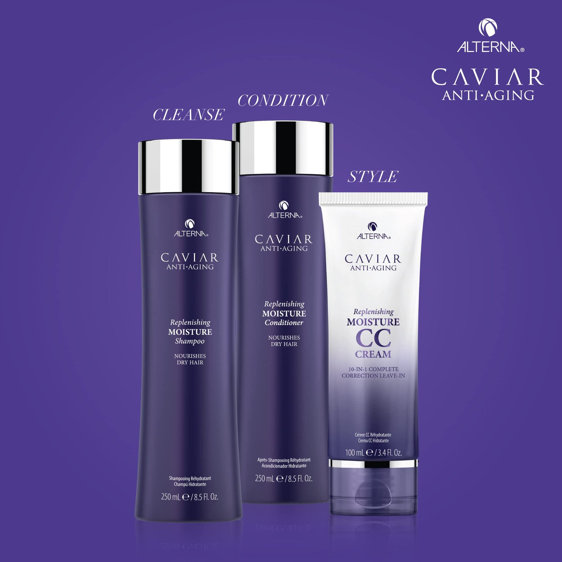 Dark Slate Blue Alterna Haircare CAVIAR Anti Aging Replenishing Moisture Shampoo, 8.5 Fl Oz (Pack of 1)