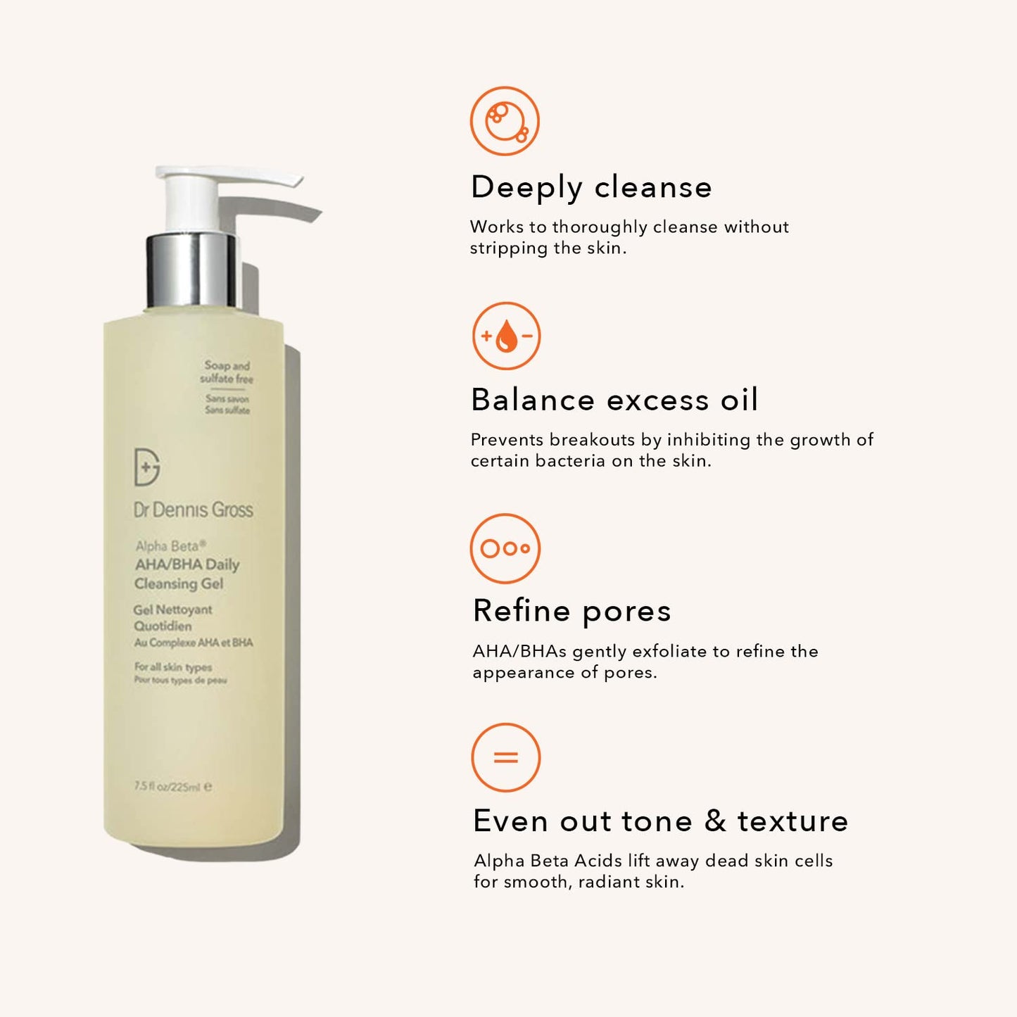 White Smoke Dr Dennis Gross Alpha Beta® AHA/BHA Daily Cleansing Gel, for Skin That is Dull, Congested and Uneven Tone & Texture (7.5 Fl Oz)