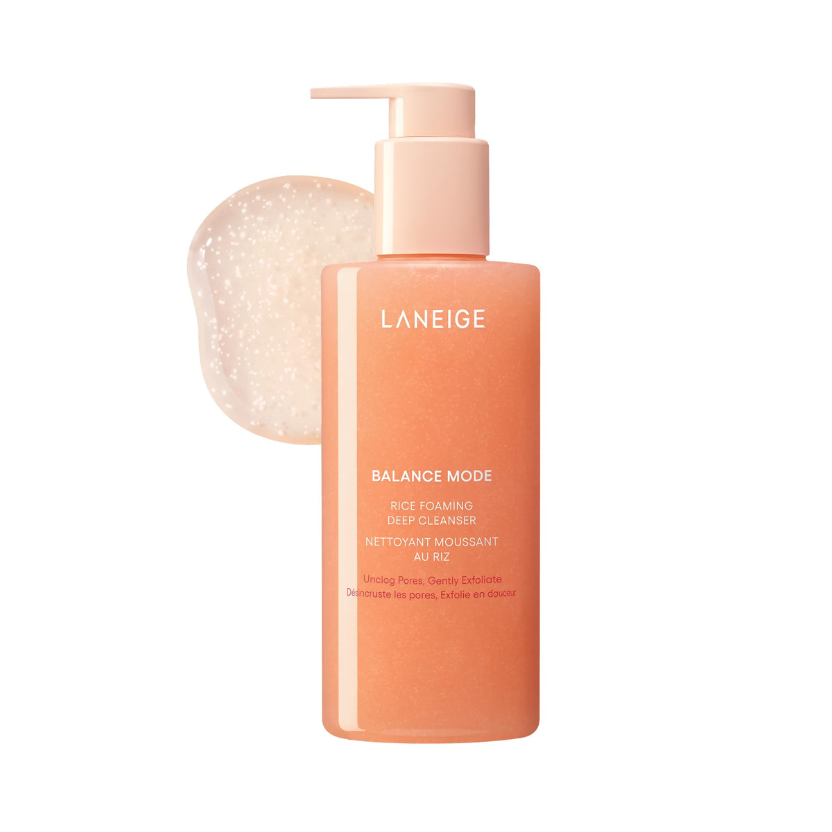 White Smoke LANEIGE Balance Mode Rice Foaming Korean Gel Cleanser with Glycolic Acid