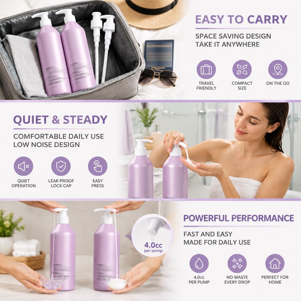 White Smoke 2 Pack Liter Pump for Pureology Shampoo and Conditioner 1 L / 33.8 oz Bottles, Pump for Pureology Shampoo 33.8 oz Pumps Dispenser