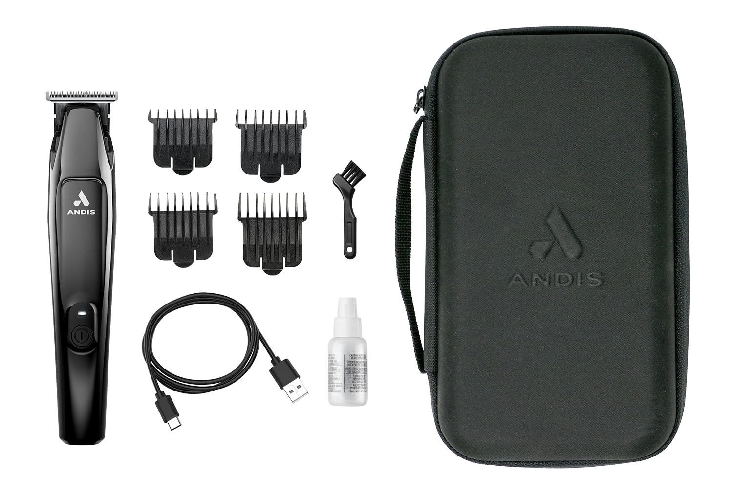 White Smoke Andis 562888 Slimline Pro II Cordless Beard and Hair Trimmer, Lithium-Ion, 4 Attachment Combs, Lightweight, Powerful Motor, Black