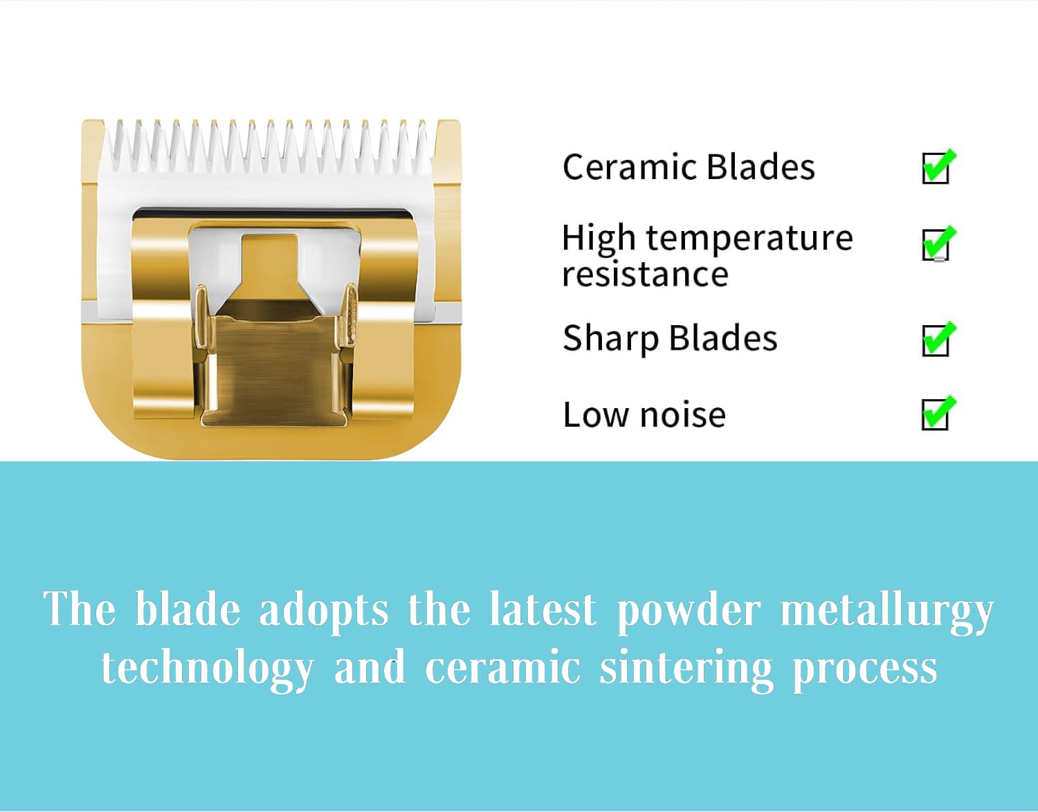 Sky Blue Professional Detachable Replacement Blades Set,Cut Length,Compatible with Andis AGC,BDC,BGC,MBG Series/Oster Classic 76/Star-Teq/Power-Teq/A5 Clipper (7PACK) Golden