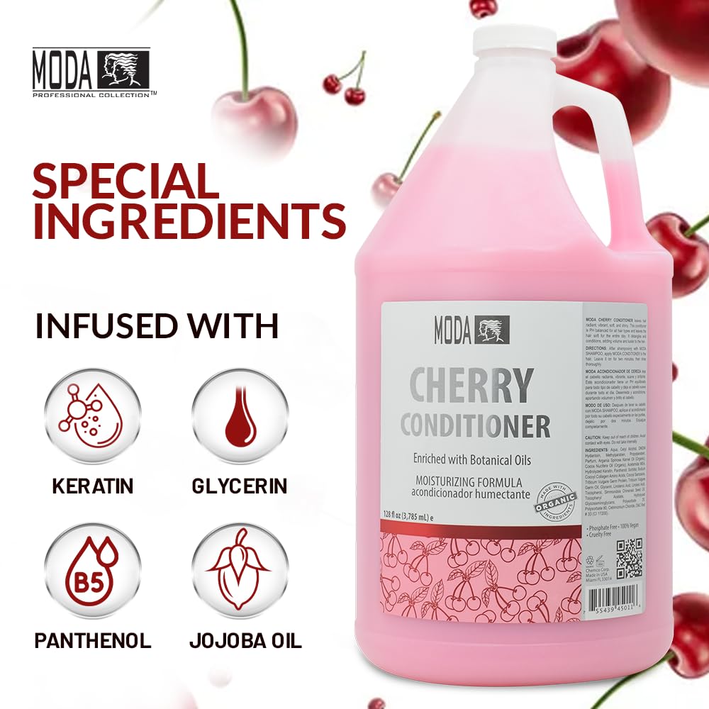 White Smoke MODA Cherry Bulk Salon Conditioner Premium Back-Bar & Amenity Treatment Salon-Grade Luxury at Commercial Scale A 'set it and forget it' 1-Gallon single-SKU solution Repairs the cuticle 128 Oz