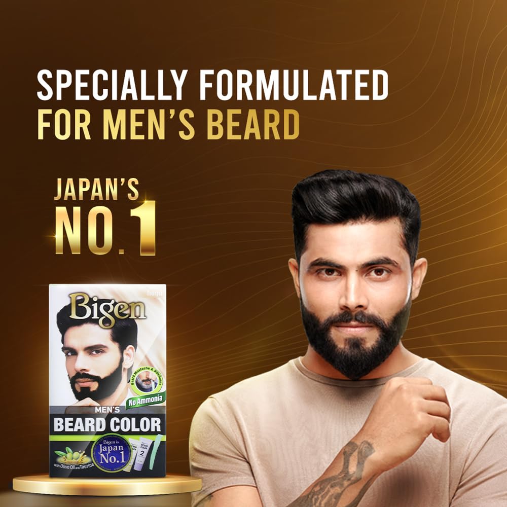 Saddle Brown Bigen Men'S Beard Color, 40G - Brownish Black B102 (Pack Of 1)