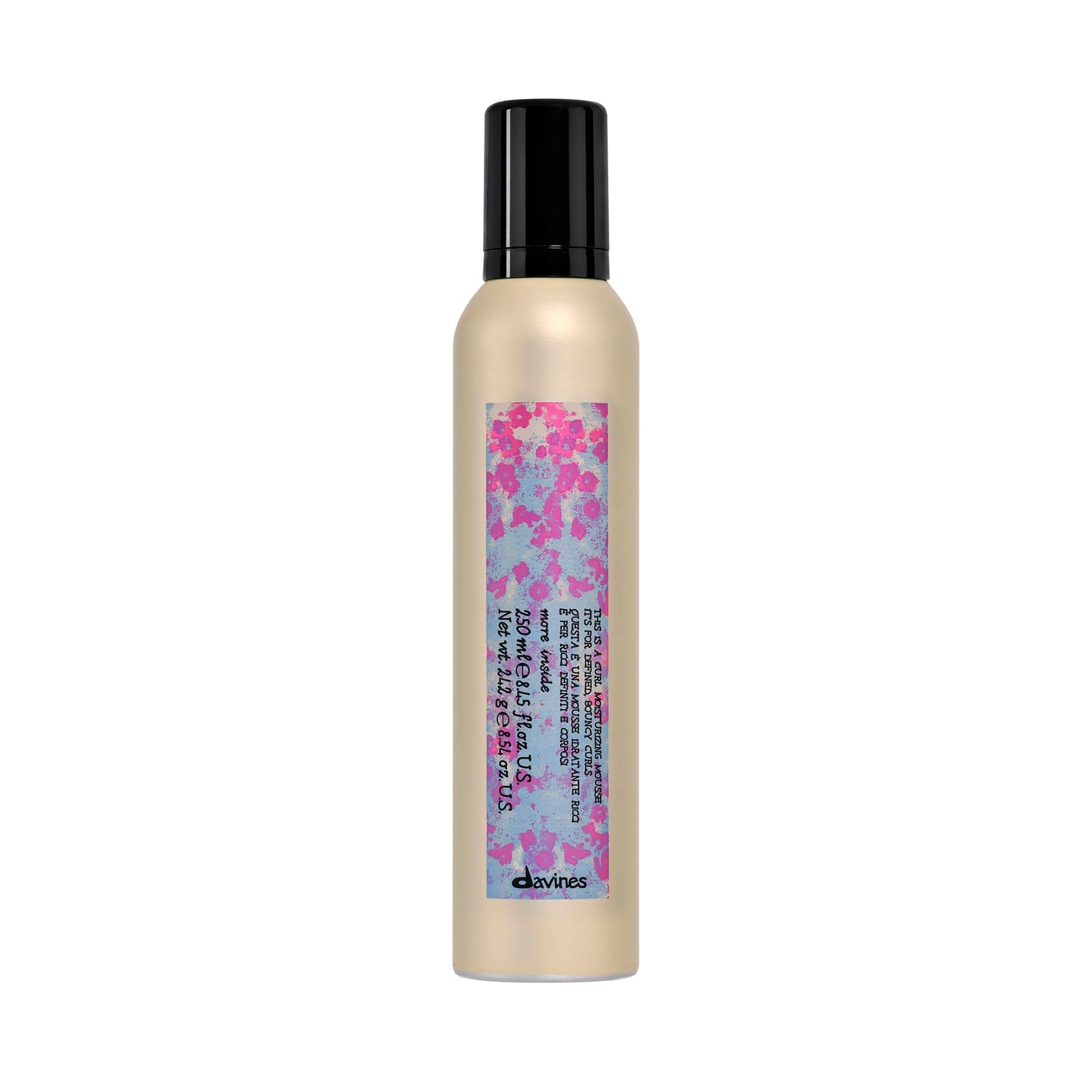 Gray Davines This Is A Curl Moisturizing Mousse, Medium Hold Hydration & Bounce - Creamy Mousse for Defined Curls - Adds Structure & Softness, 8.45 Fl Oz
