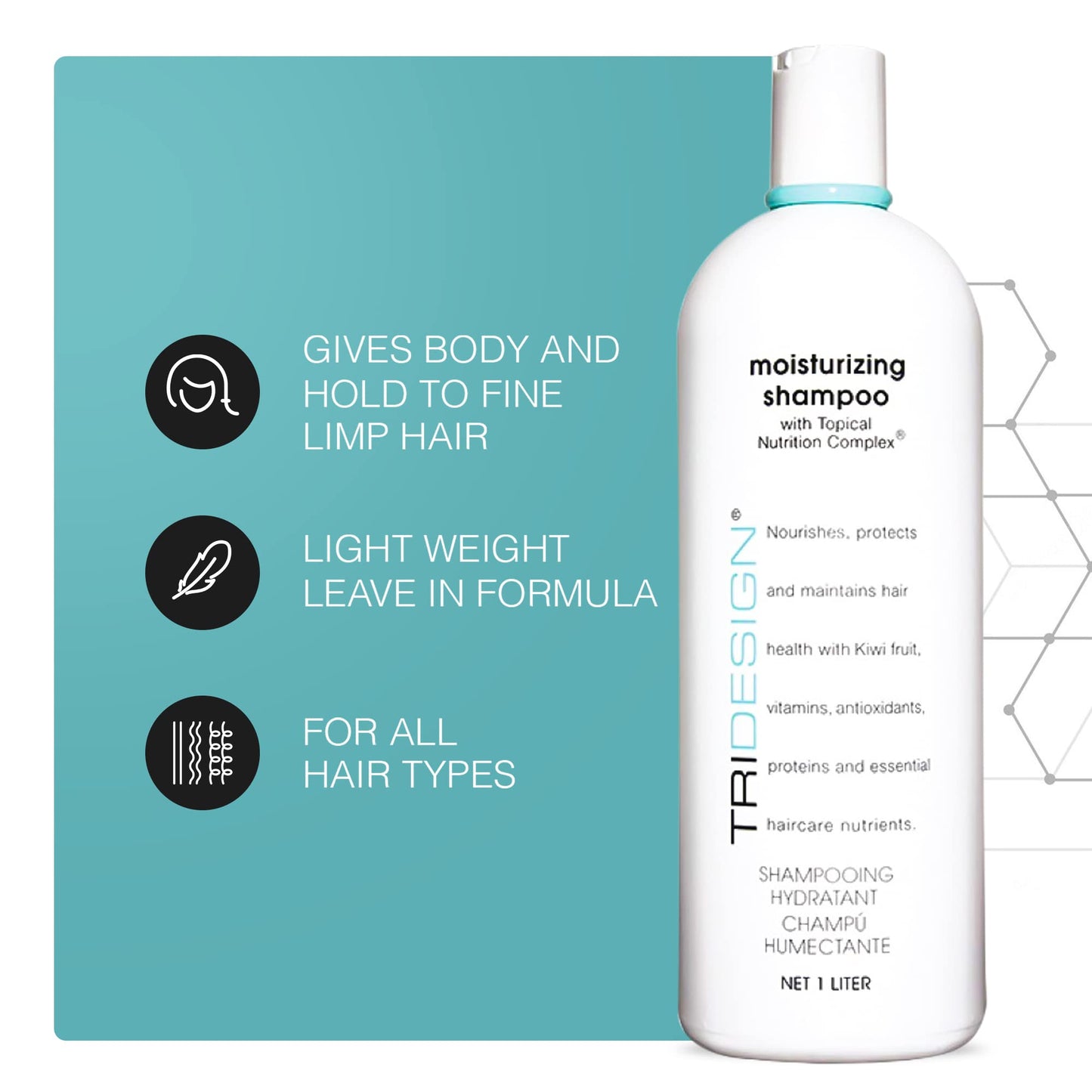 White Smoke TRIDESIGN Moisturizing Shampoo – Hydrating Shampoo for Dry Hair, Nourishing Moisturizer for Women and Men for Home or Salon Use, Moisturizing or Dry Scalp, 34 Oz