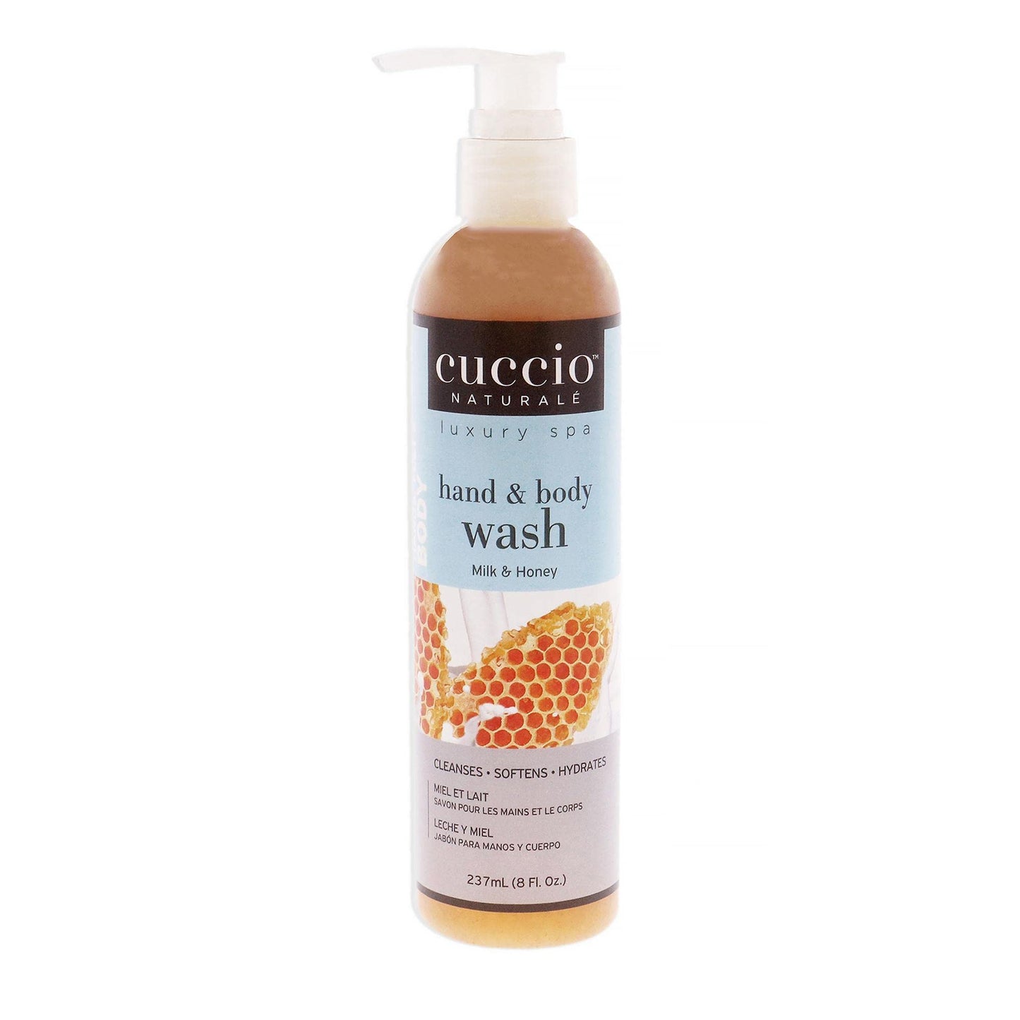 White Smoke Cuccio Naturale Hand And Body Wash - Solution Which Exfoliates, Cleanses And Hydrates The Skin - Infused With Noisturising Beads Of Natural Jojoba - Great Exfoliant - Milk And Honey - 8 0Z