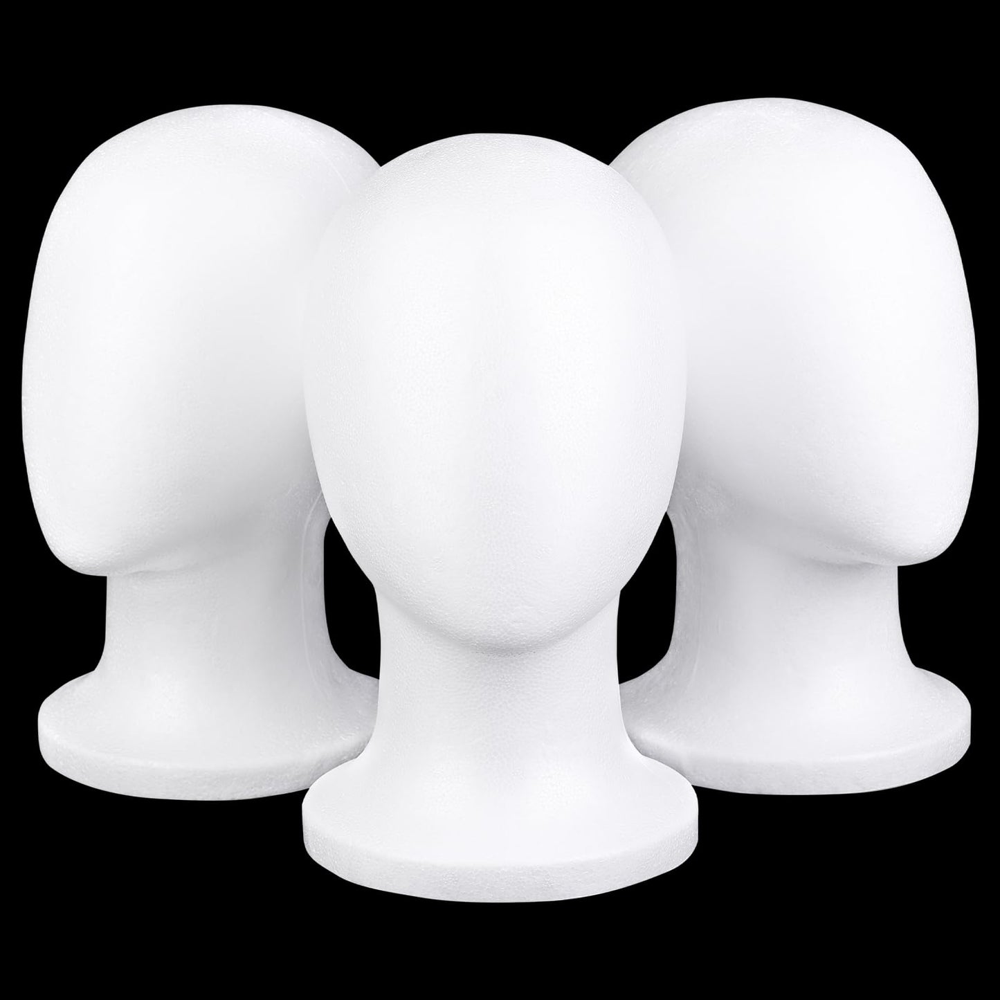 White Smoke COOKOO 3 PCS Faceless Foam Mannequin Head Wigs Holder Styrofoam Wig Head Stand Wigs Foam Heads for Style, Model Hats ,Display Hair, and Hairpieces, Mask ,Home, Salon and Travel (3 Pieces)