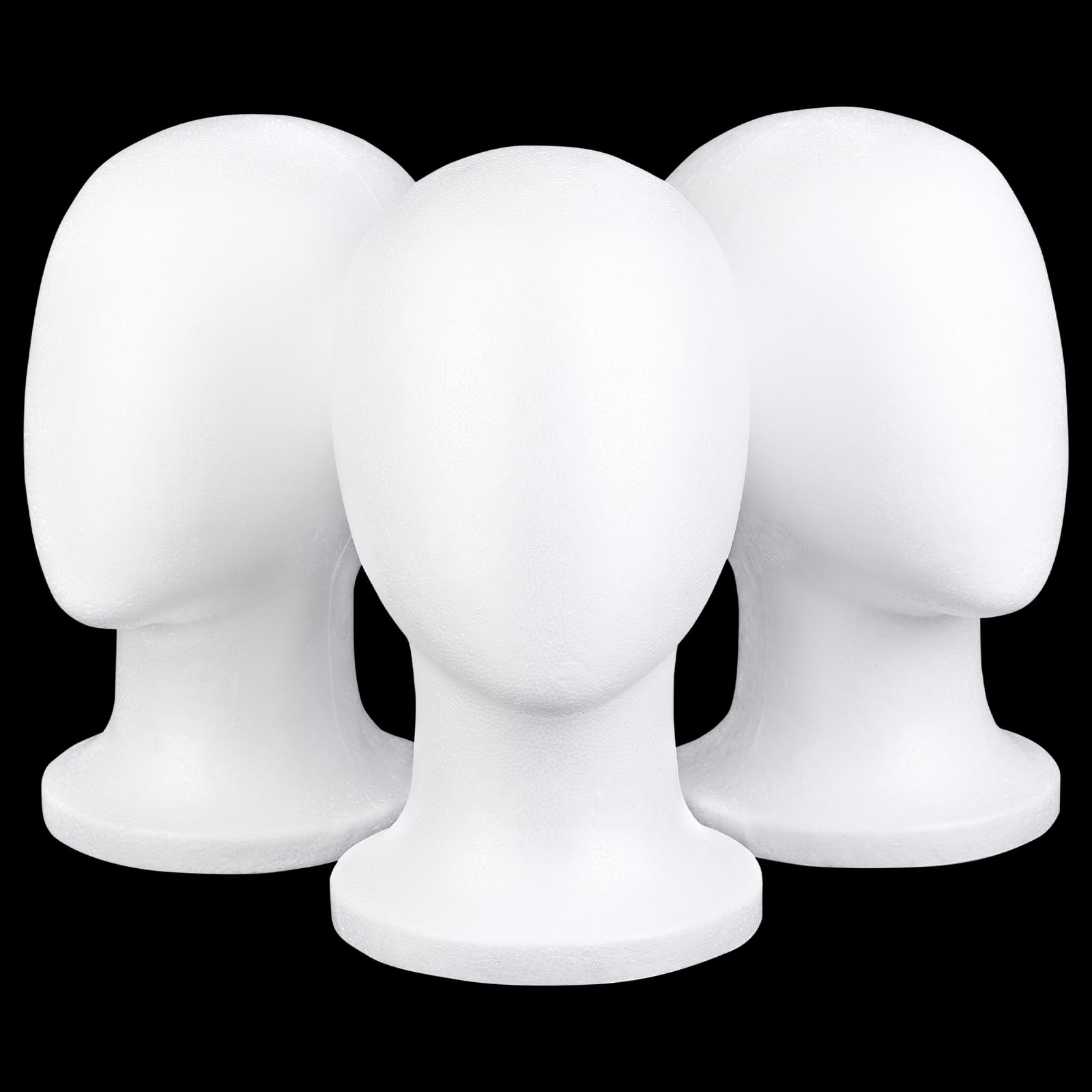 White Smoke COOKOO 3 PCS Faceless Foam Mannequin Head Wigs Holder Styrofoam Wig Head Stand Wigs Foam Heads for Style, Model Hats ,Display Hair, and Hairpieces, Mask ,Home, Salon and Travel (3 Pieces)