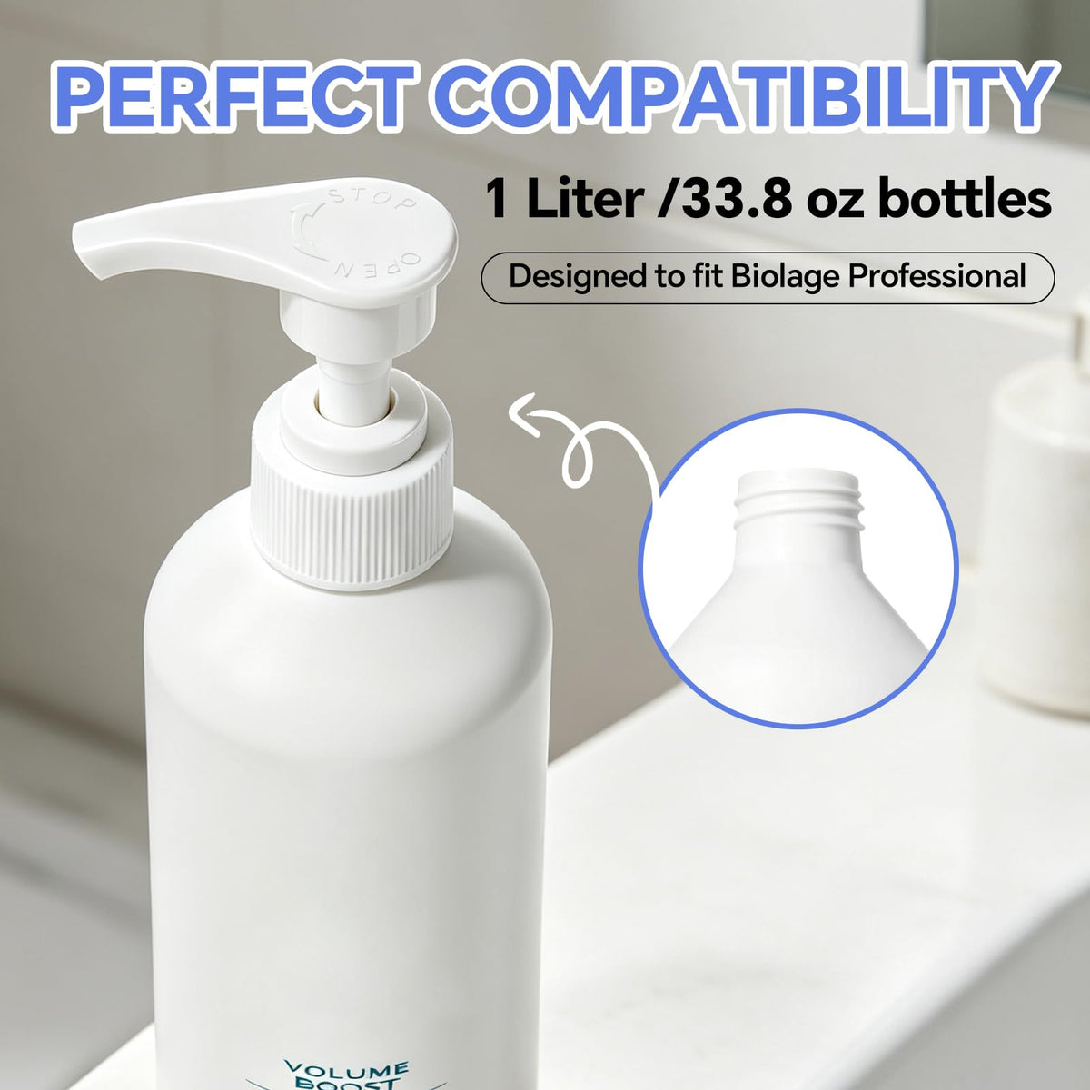 Lavender 4 Pack Liter Pump Compatible with Biolage Shampoo and Conditioner 33.8 oz Bottles, Dispensing Pump for Shampoo 1 L/33.8 Fl Oz Bottle Pumps Dispenser