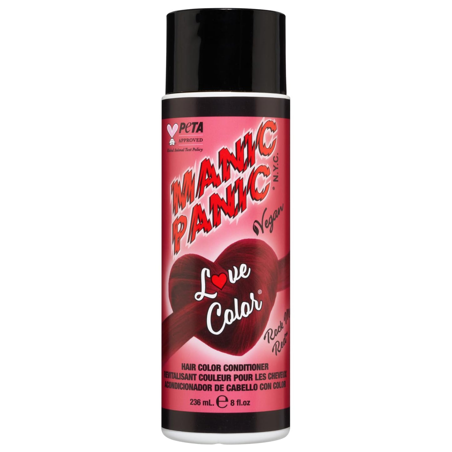 Black MANIC PANIC Cool Deep Blood Red Color Depositing Conditioner - Love Color Hair Conditioner Keeps Hair Vibrant, Nourished & Refreshed - Formulated with Shea Butter & Quinoa - Rock Me Red (8oz)